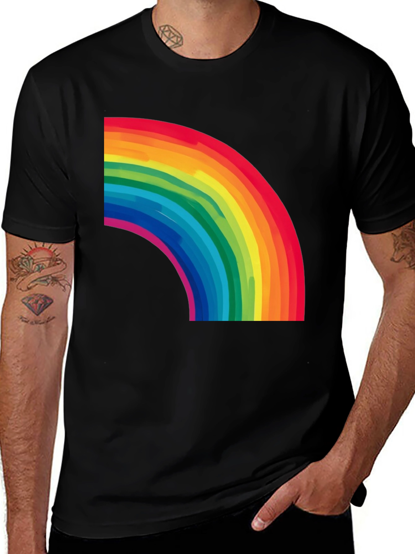 Variant 7 of Rainbow Graphic Black T-Shirt