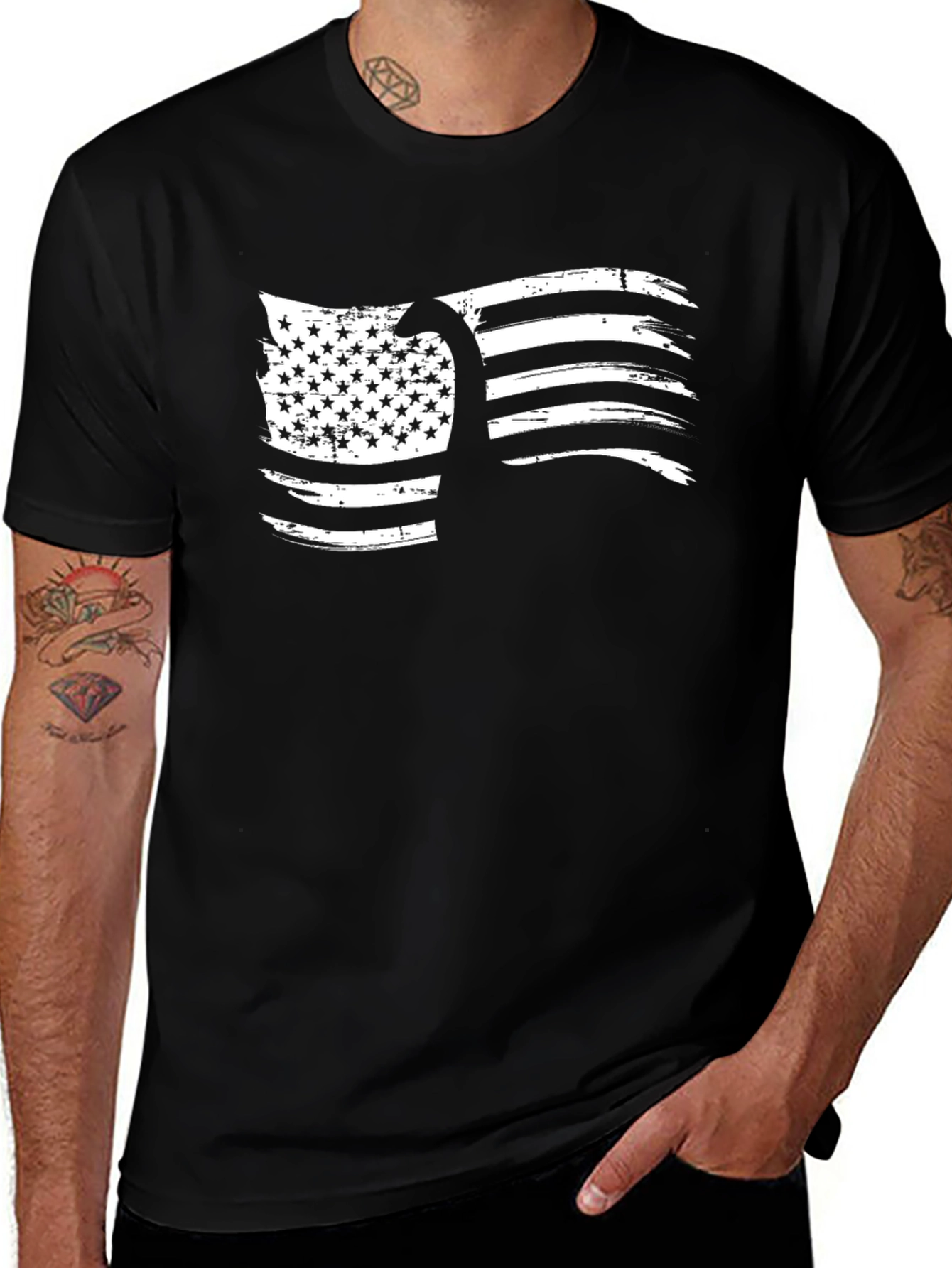 Distressed American Flag Graphic T-Shirt