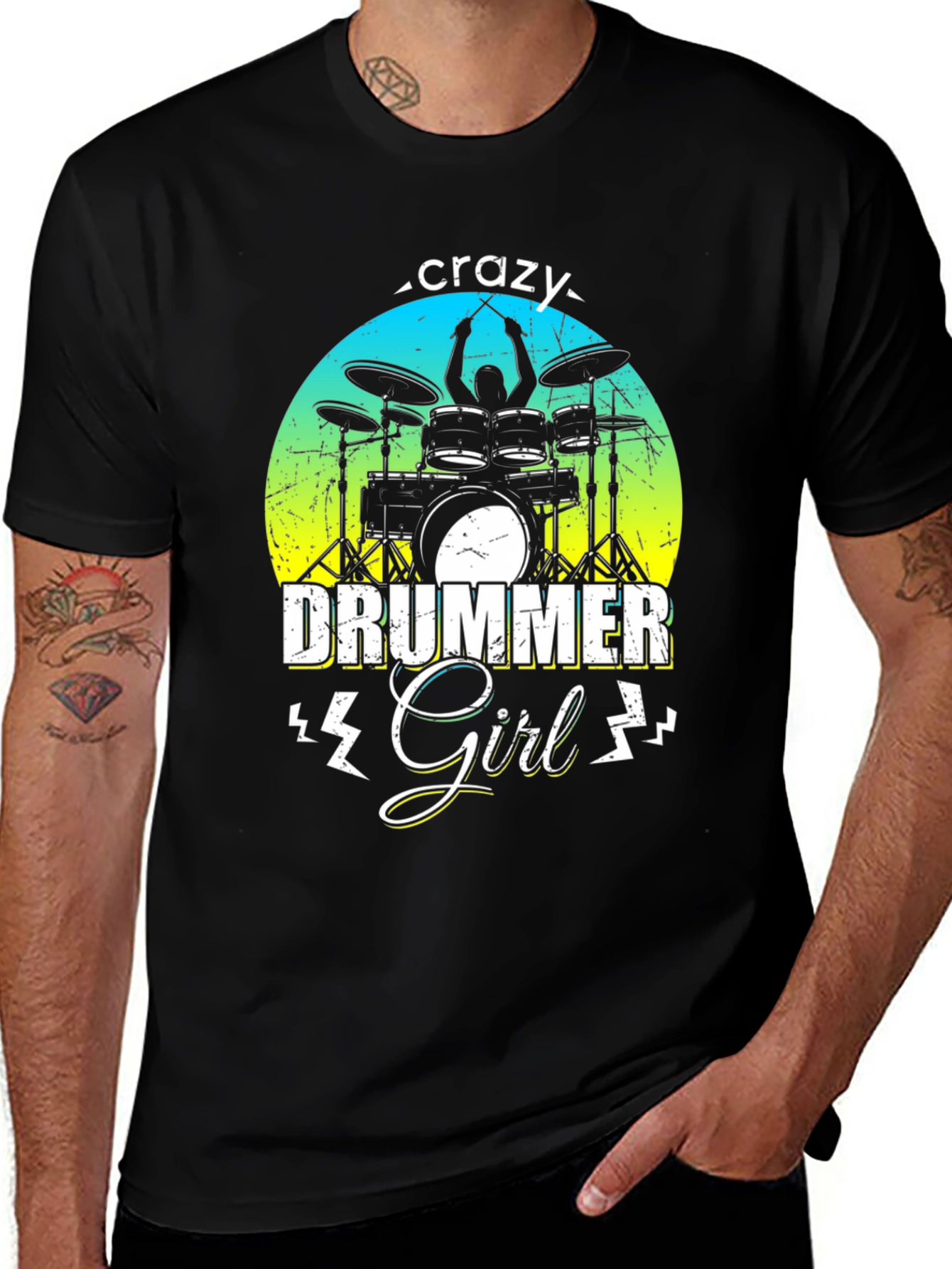 Variant 10 of Crazy Drummer Girl Graphic Tee