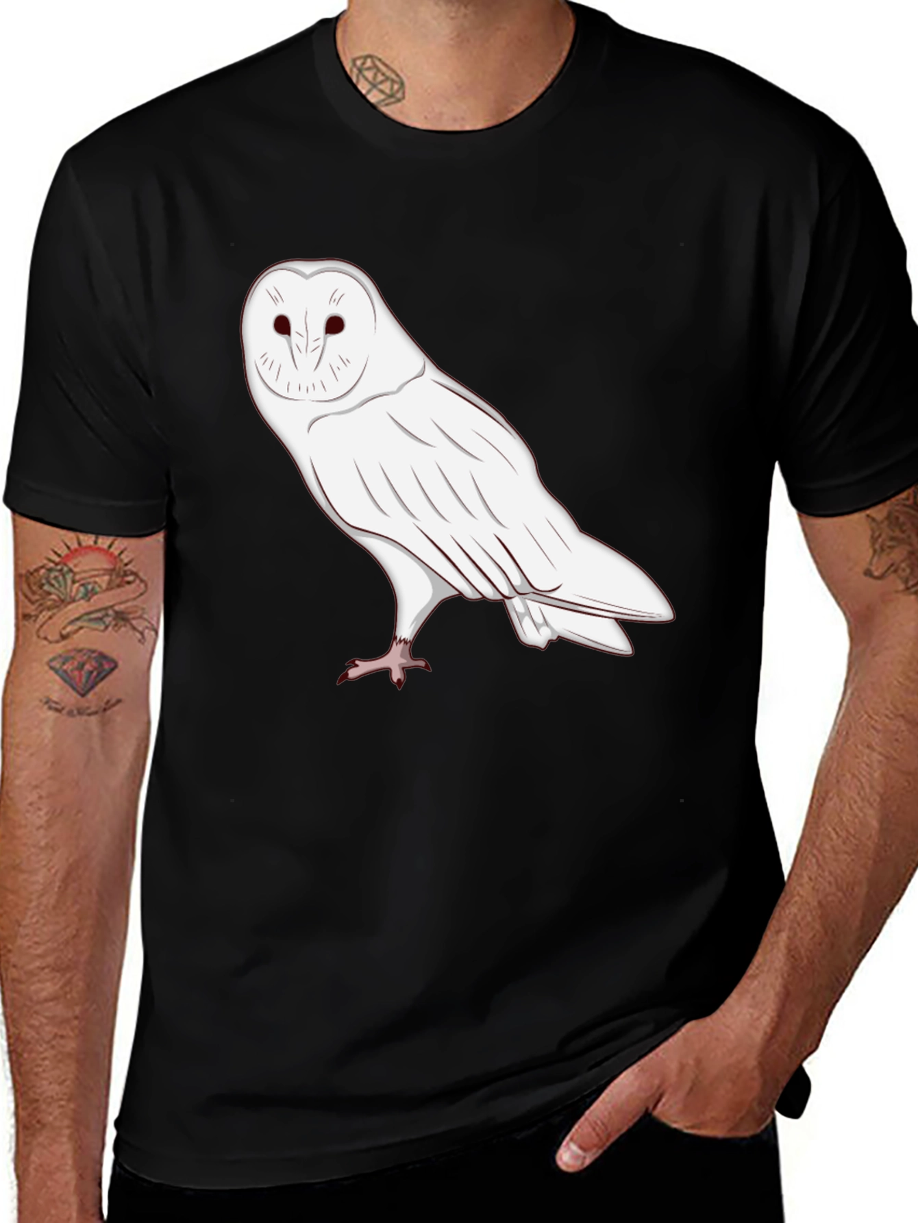 Variant 30 of Owl Graphic Tee - Black Cotton Blend