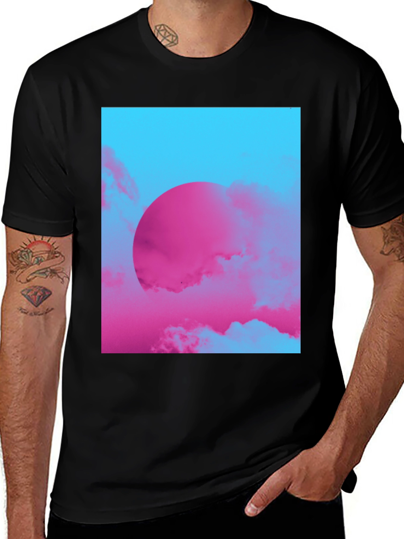 Variant 17 of Abstract Pink Sunset Black T-Shirt