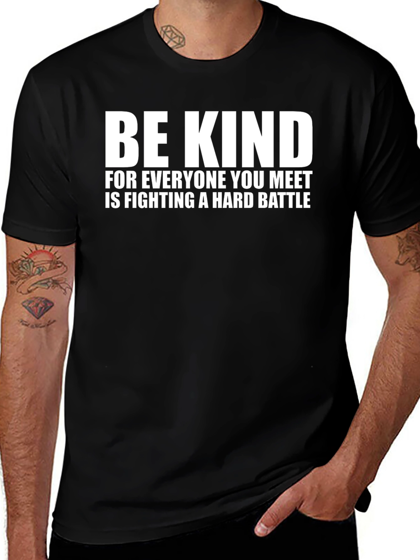 Variant 23 of Be Kind Graphic Tee - Men's Black T-Shirt