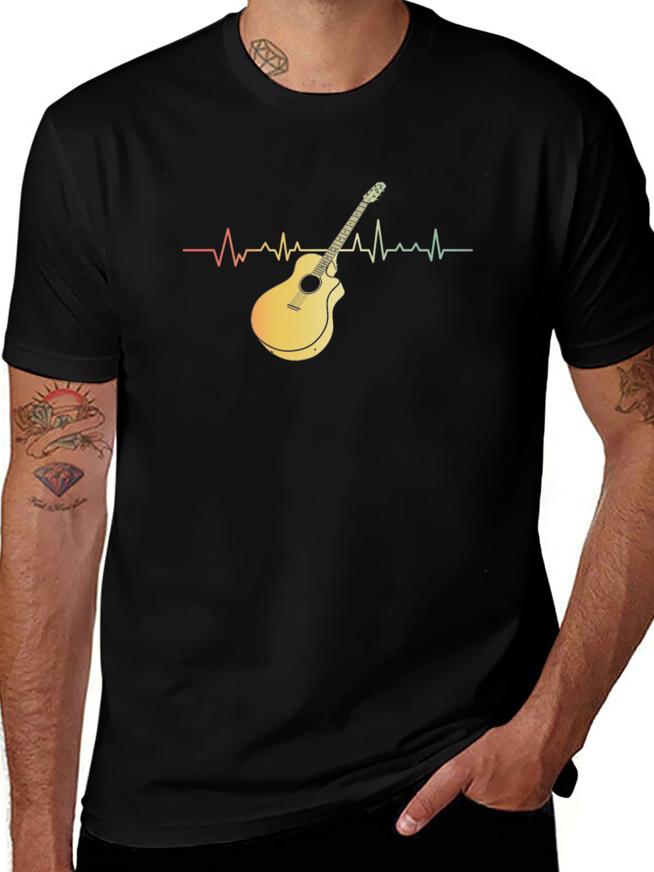 Variant 7 of Guitar Heartbeat Graphic Tee - Music Lover T-Shirt