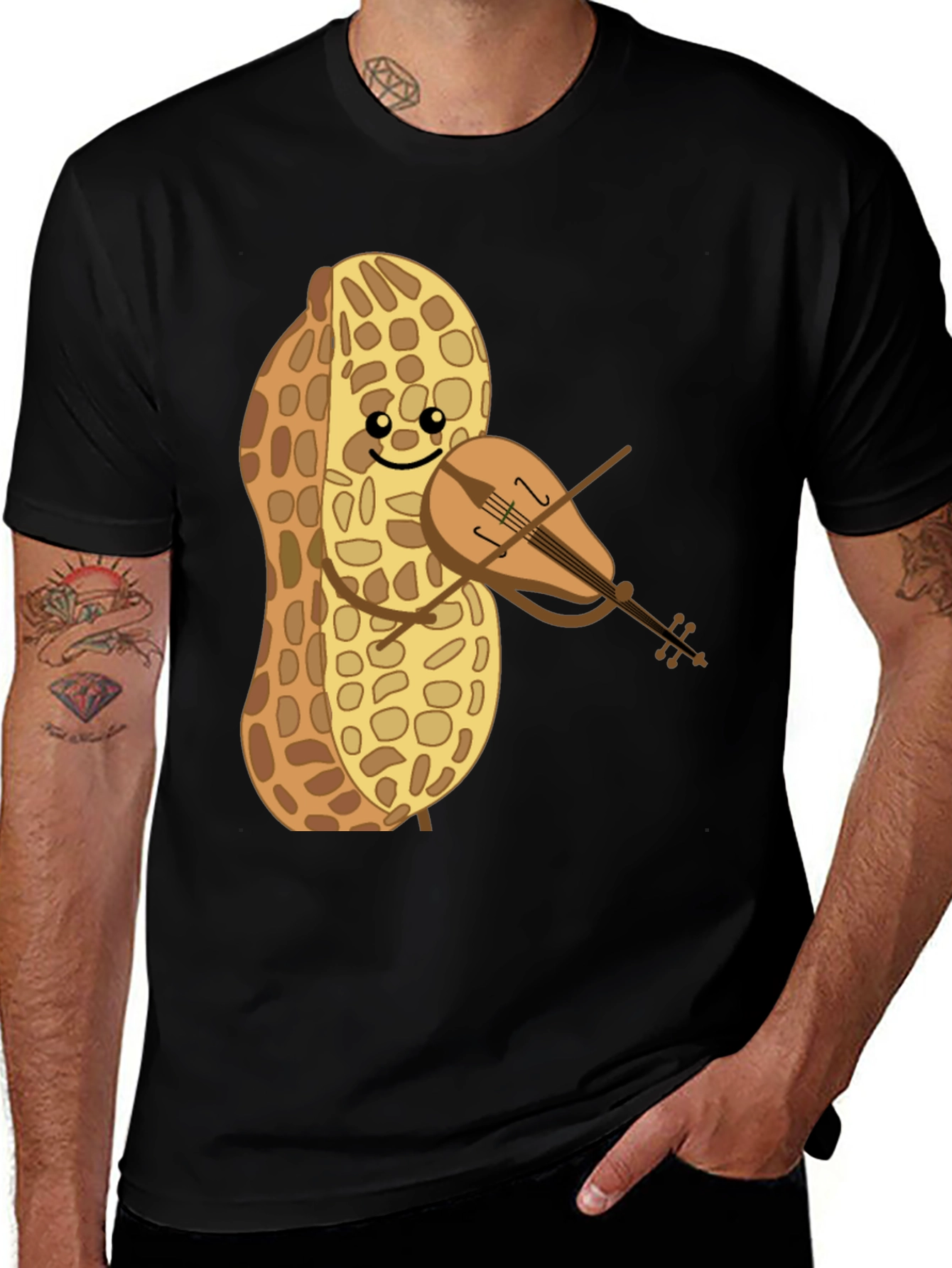 Variant 14 of Funny Peanut Violinist Graphic Tee