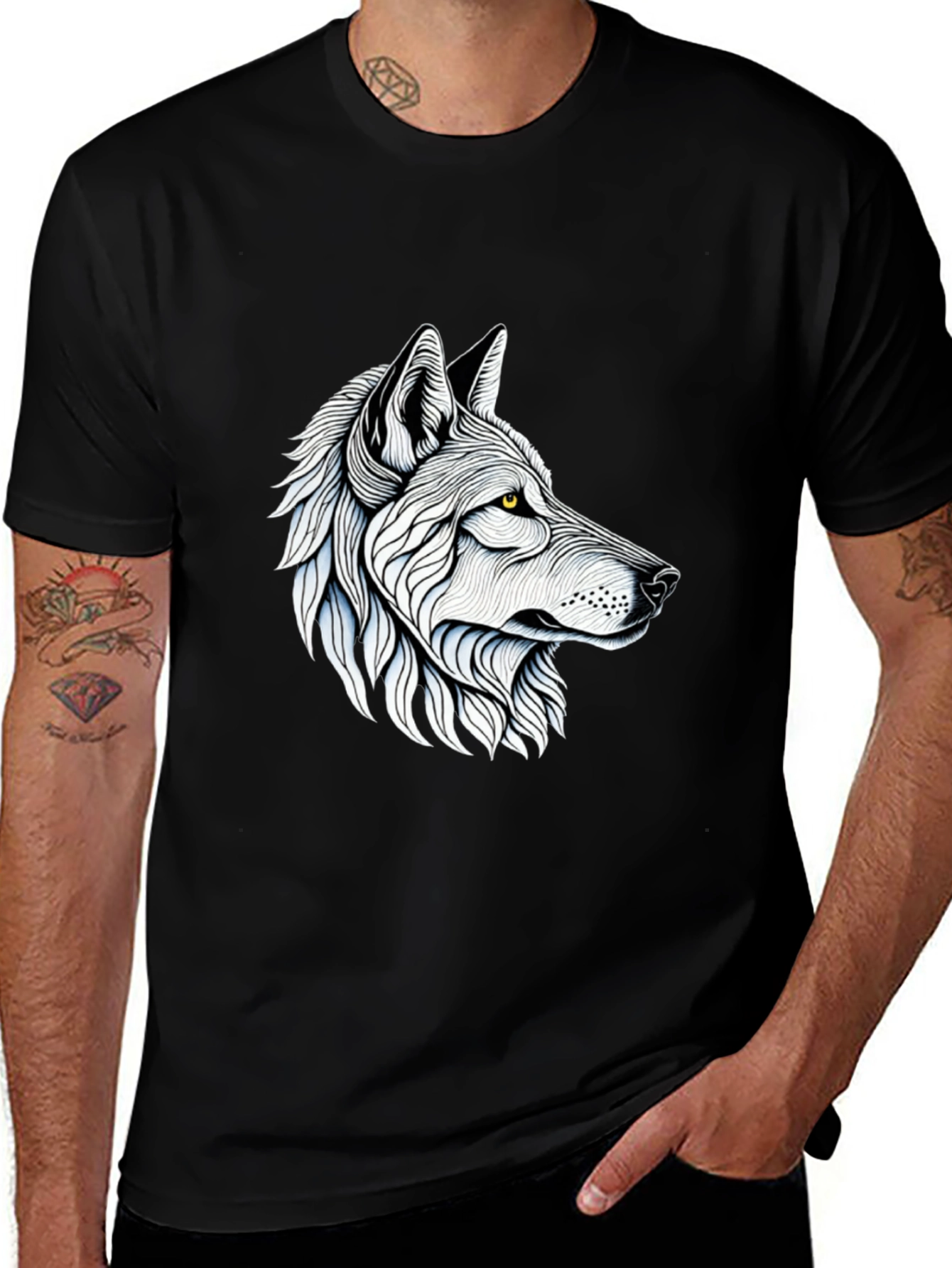 Variant 7 of Cool Wolf Graphic Tee - Stylish Black T-Shirt