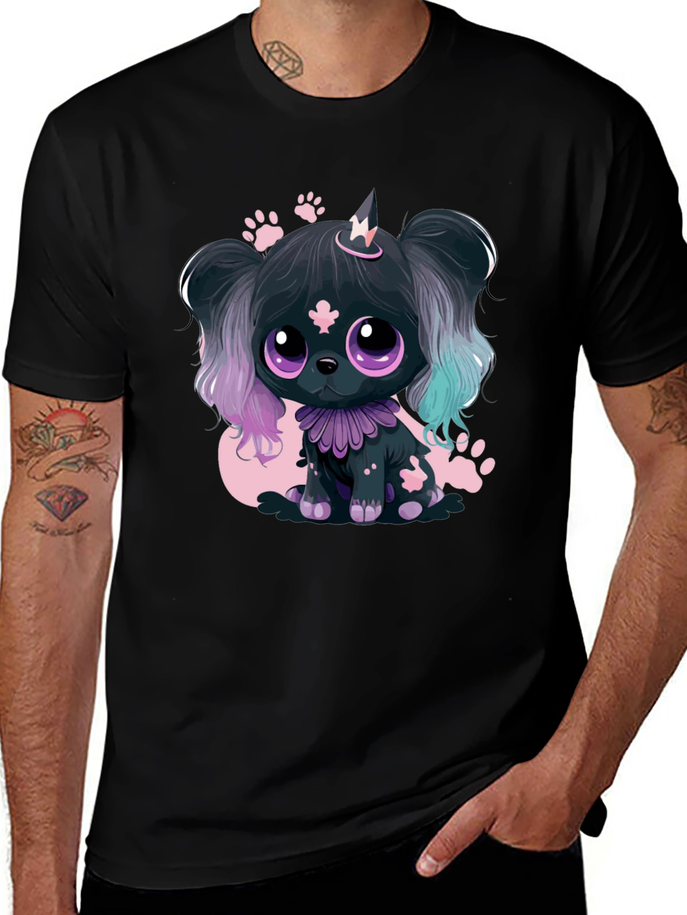 Variant 22 of Kawaii Puppy Graphic Tee - Black