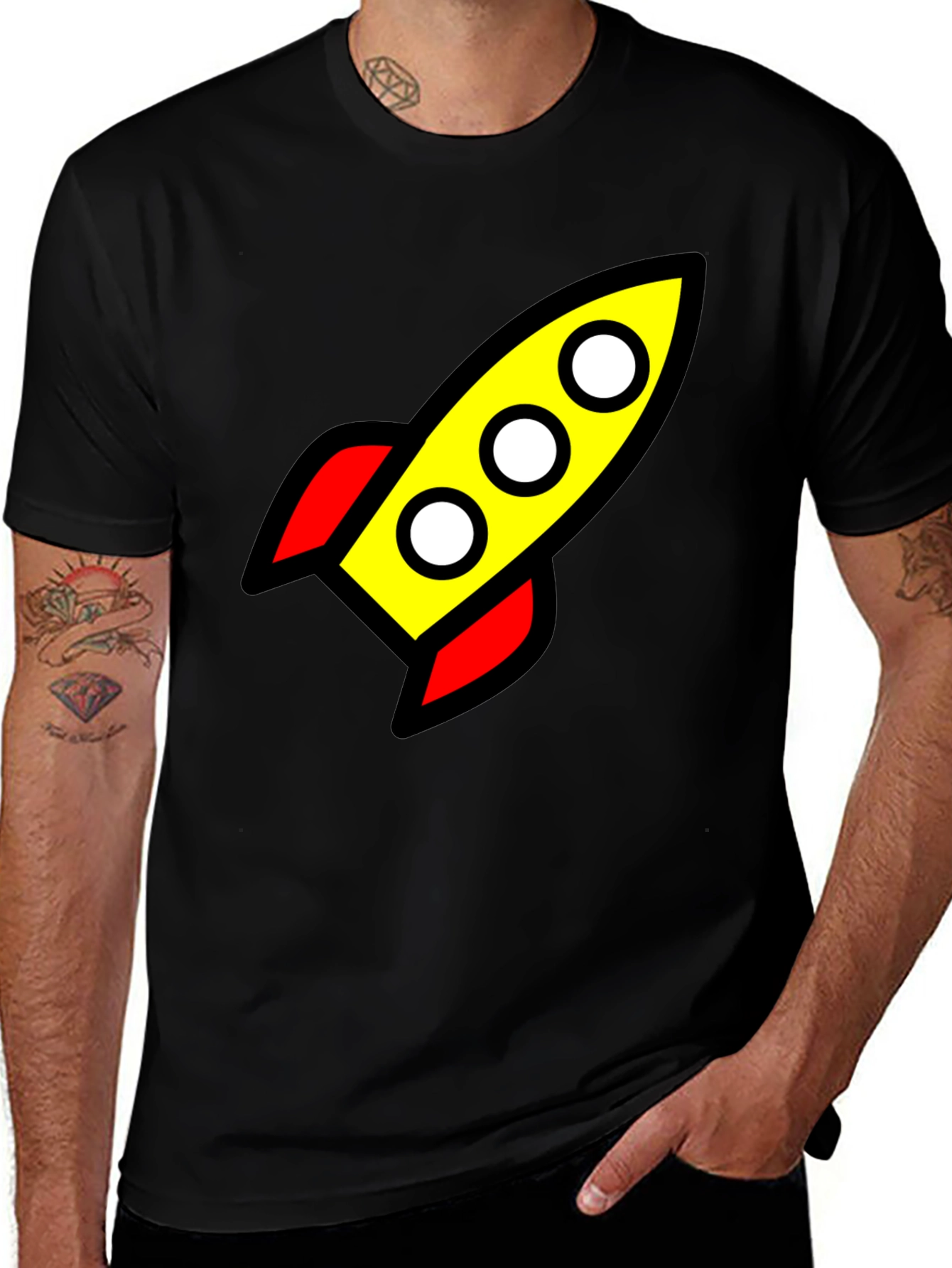 Variant 28 of Rocket Graphic Black T-Shirt - Blast Off!