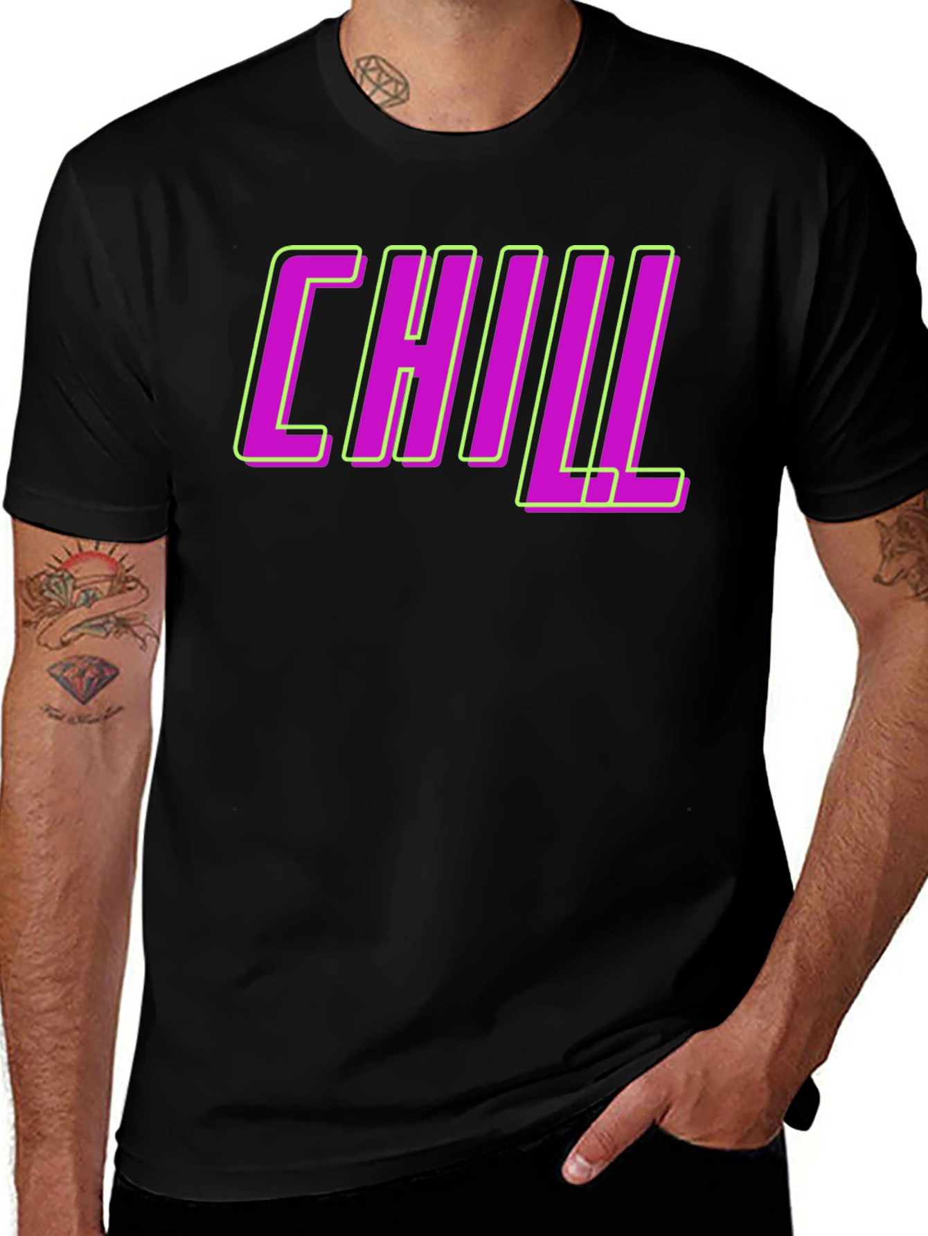 Variant 3 of Chill Graphic Tee - Black Crew Neck T-Shirt