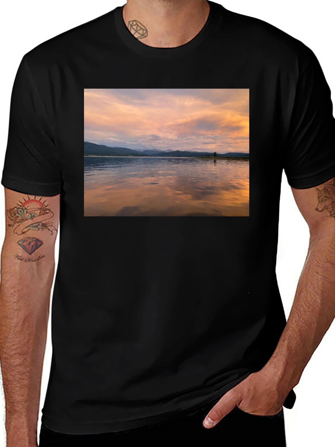 Sunset Lake Graphic Tee - Nature Lover's Shirt