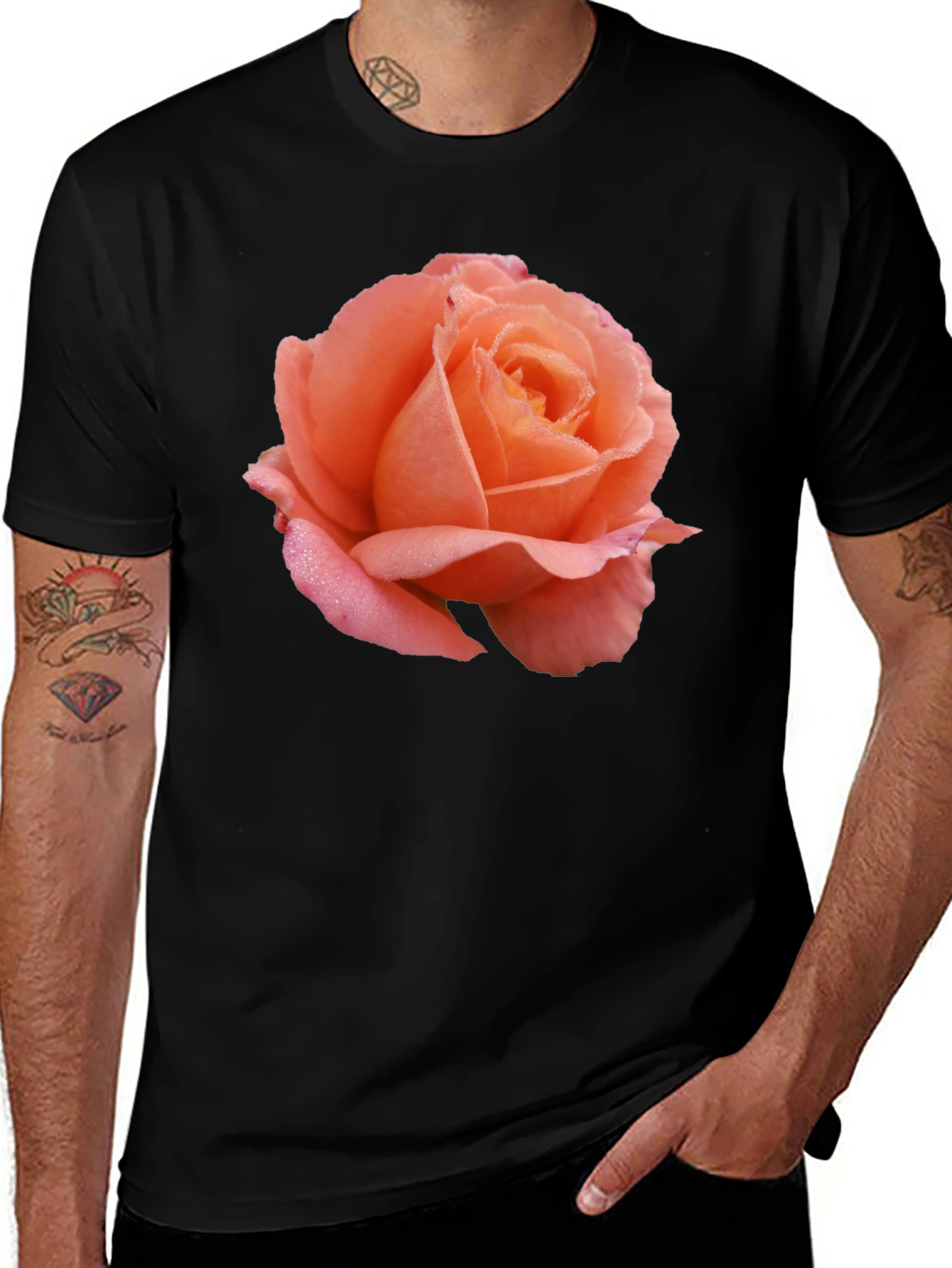 Variant 11 of Rose Graphic Print Crew Neck T-Shirt