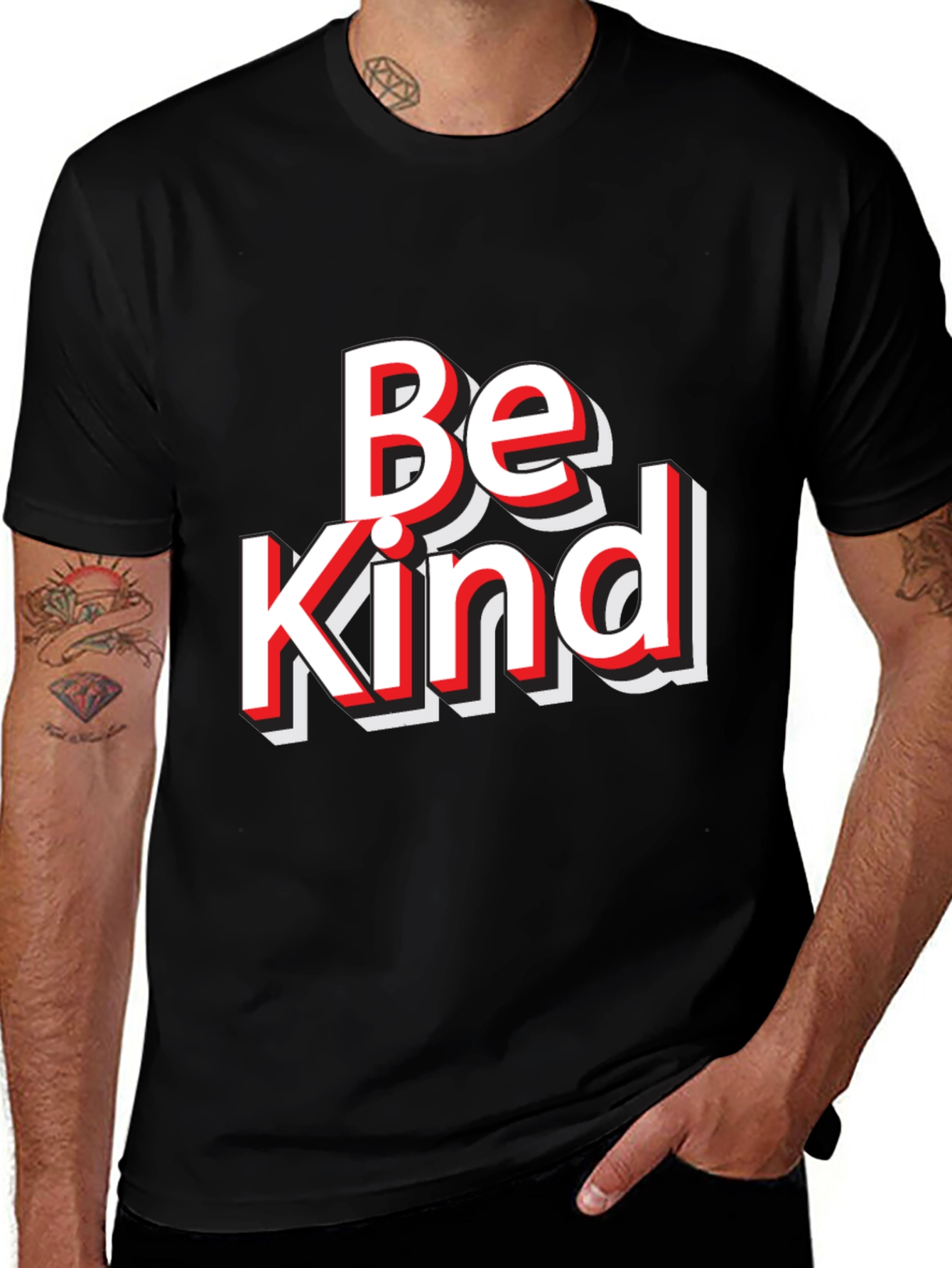 Black Be Kind Graphic Tee - Black Cotton Blend T-Shirt main image