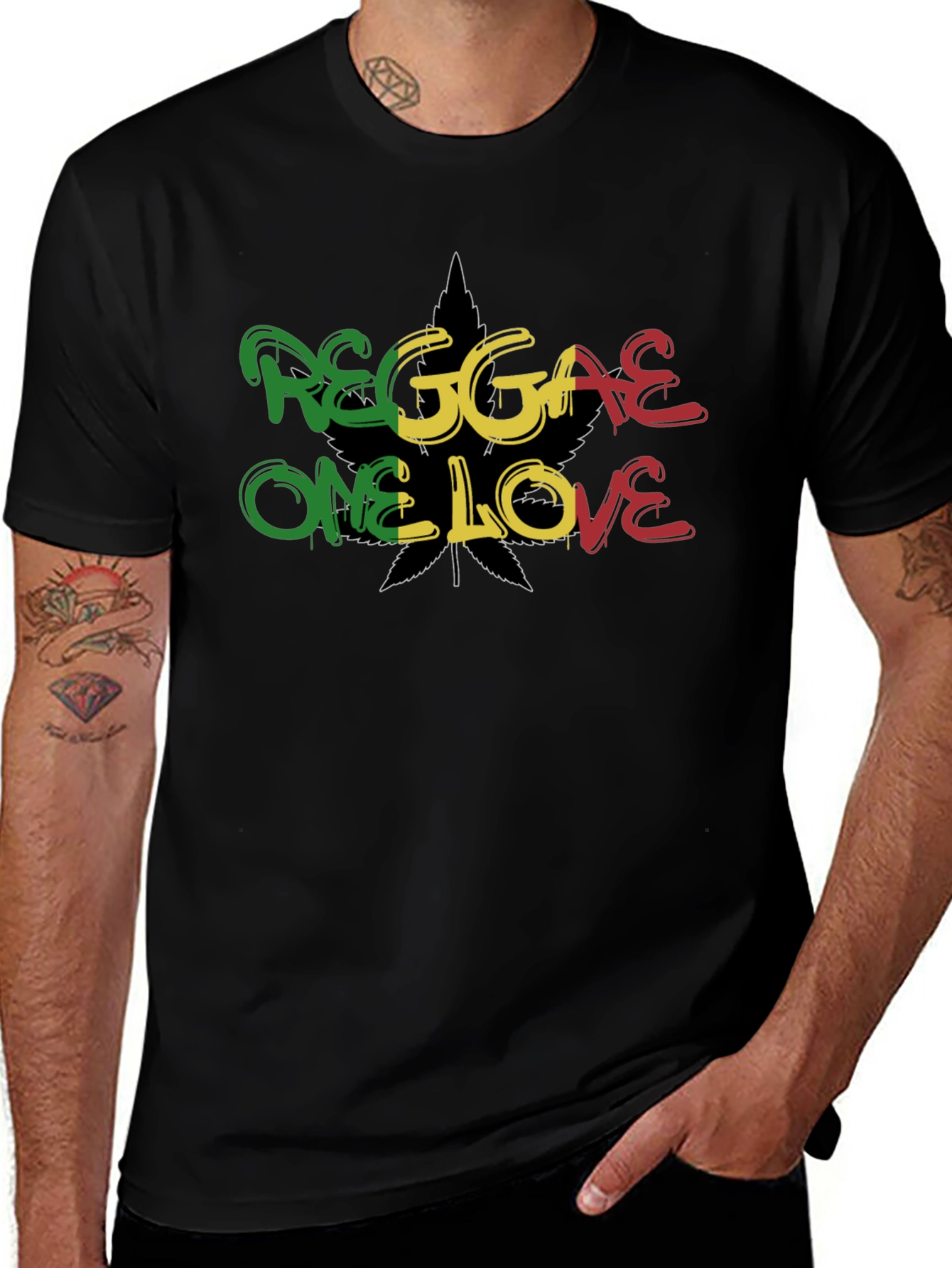 Variant 6 of Reggae One Love T-Shirt Black