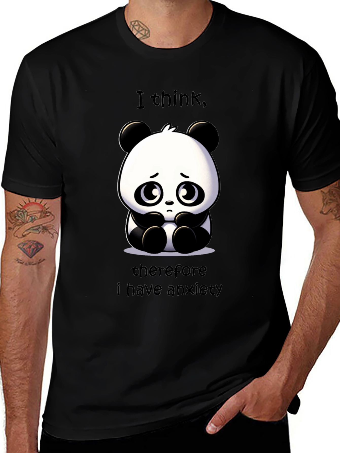 Variant 6 of Anxiety Panda Graphic T-Shirt - Funny & Relatable!