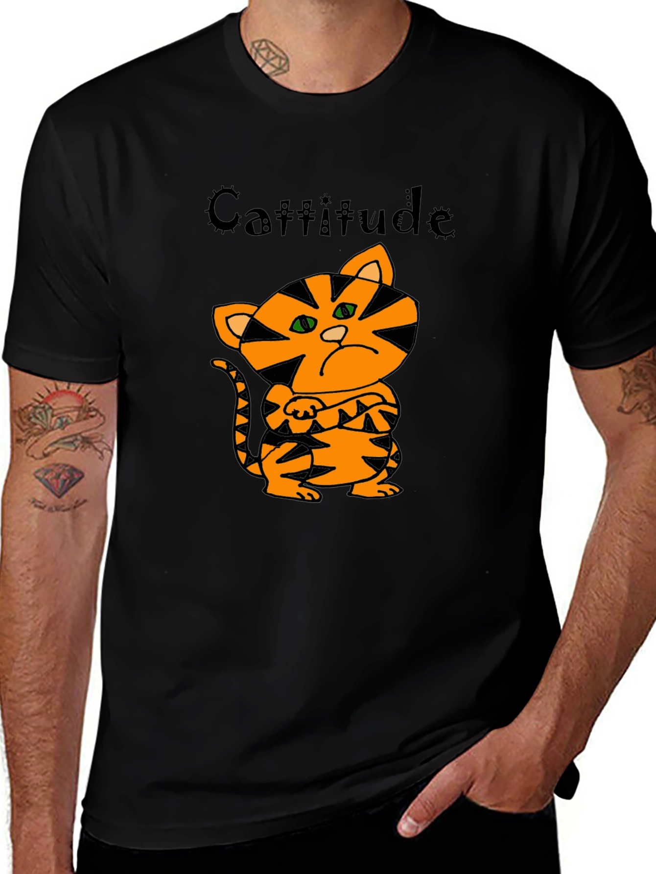 Cattitude Tee: Grumpy Orange Tiger T-Shirt