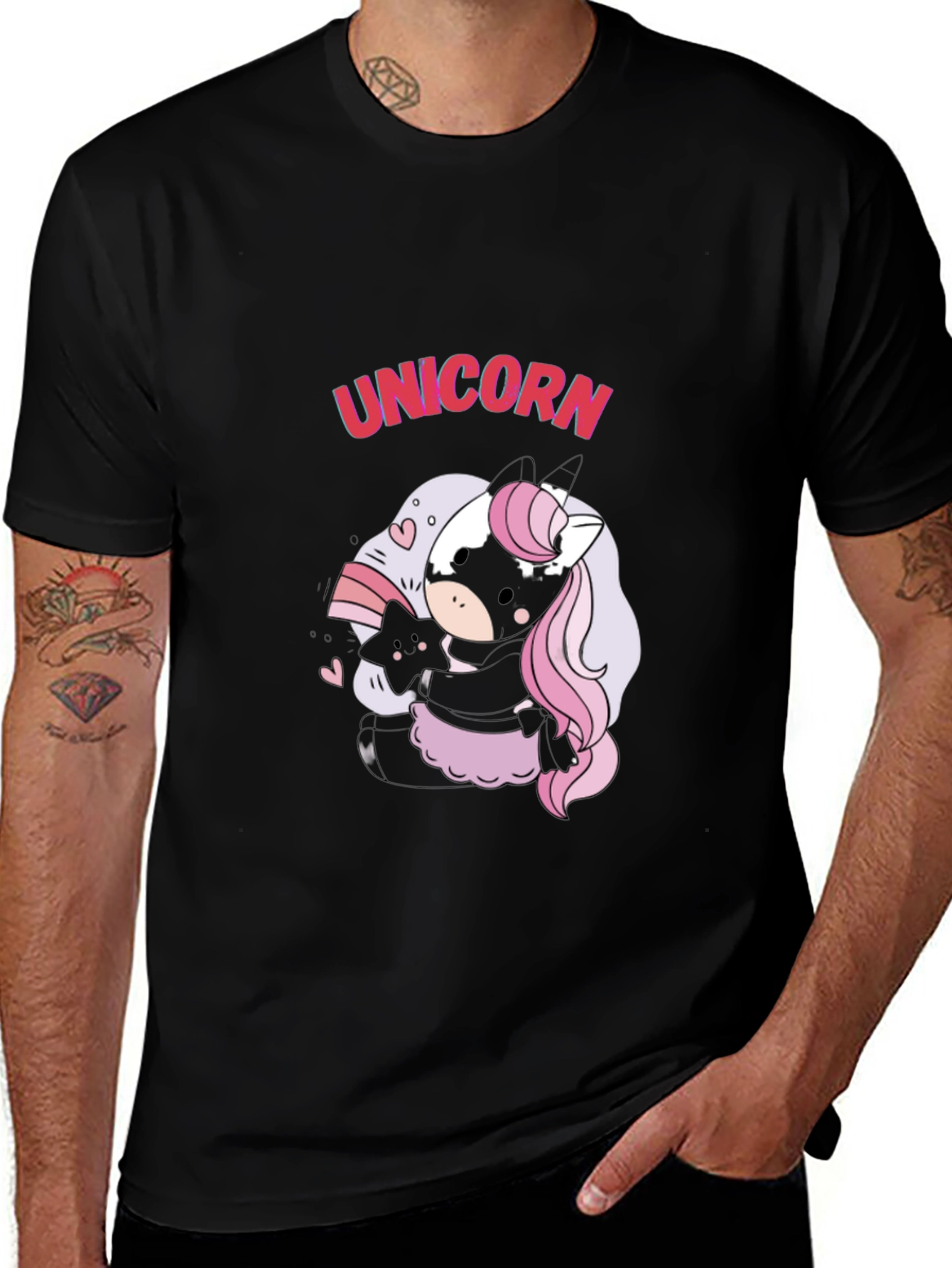 Variant 29 of Unicorn Graphic Tee - Black Cotton Shirt