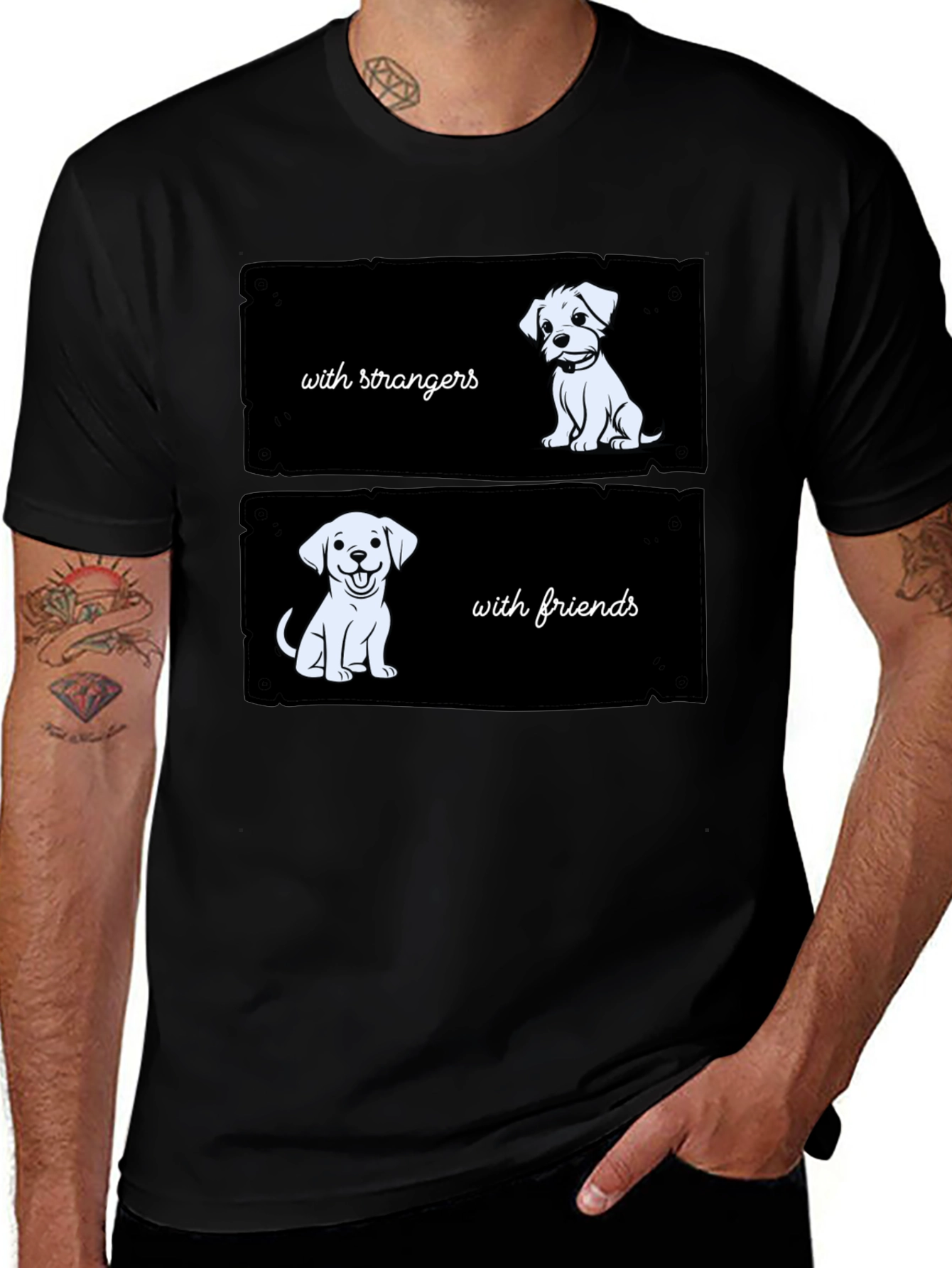 Variant 30 of Introvert Dog T-Shirt - Black Cotton