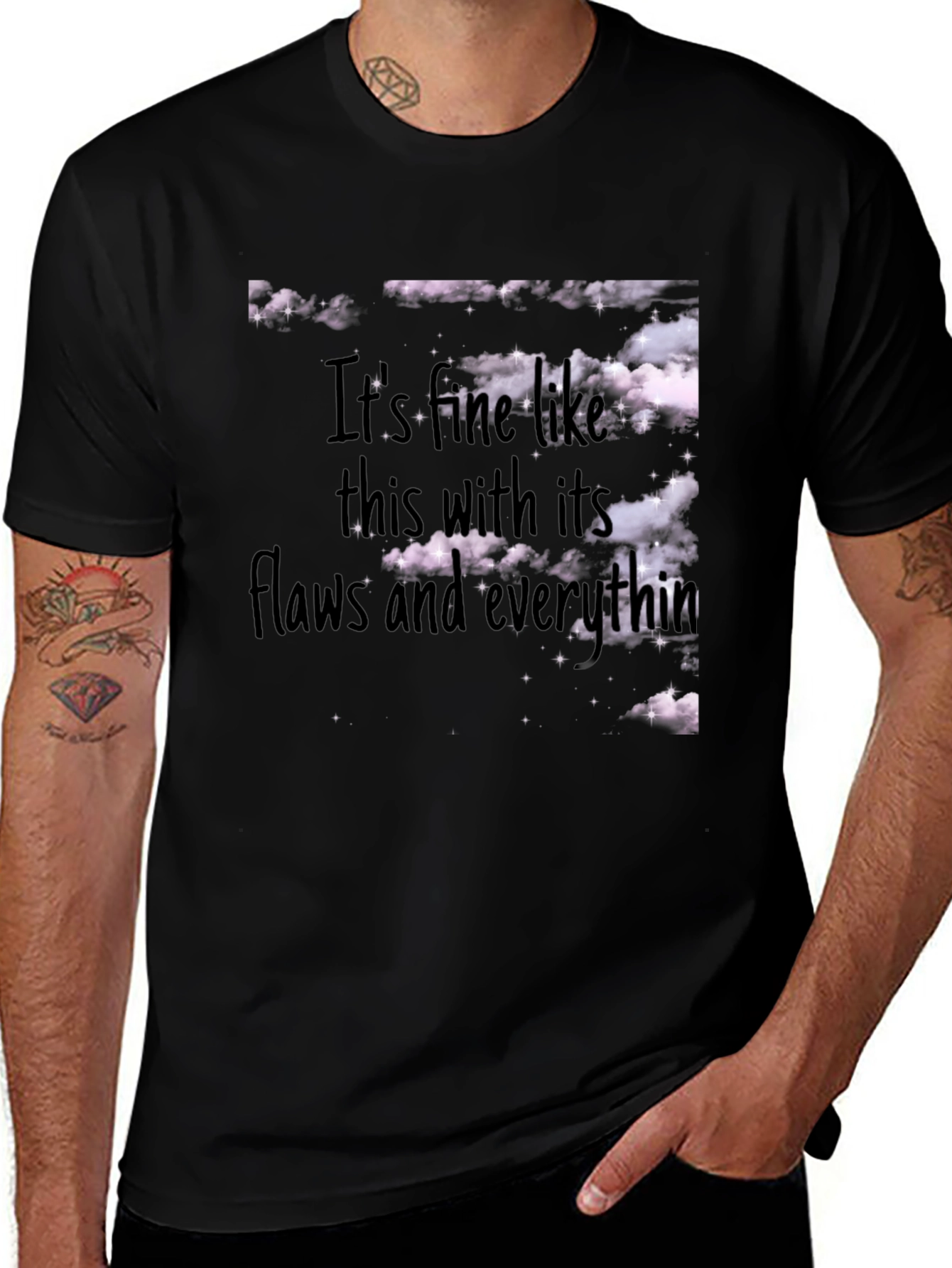 Variant 3 of It's Fine Like This Flaws Black Graphic Tee