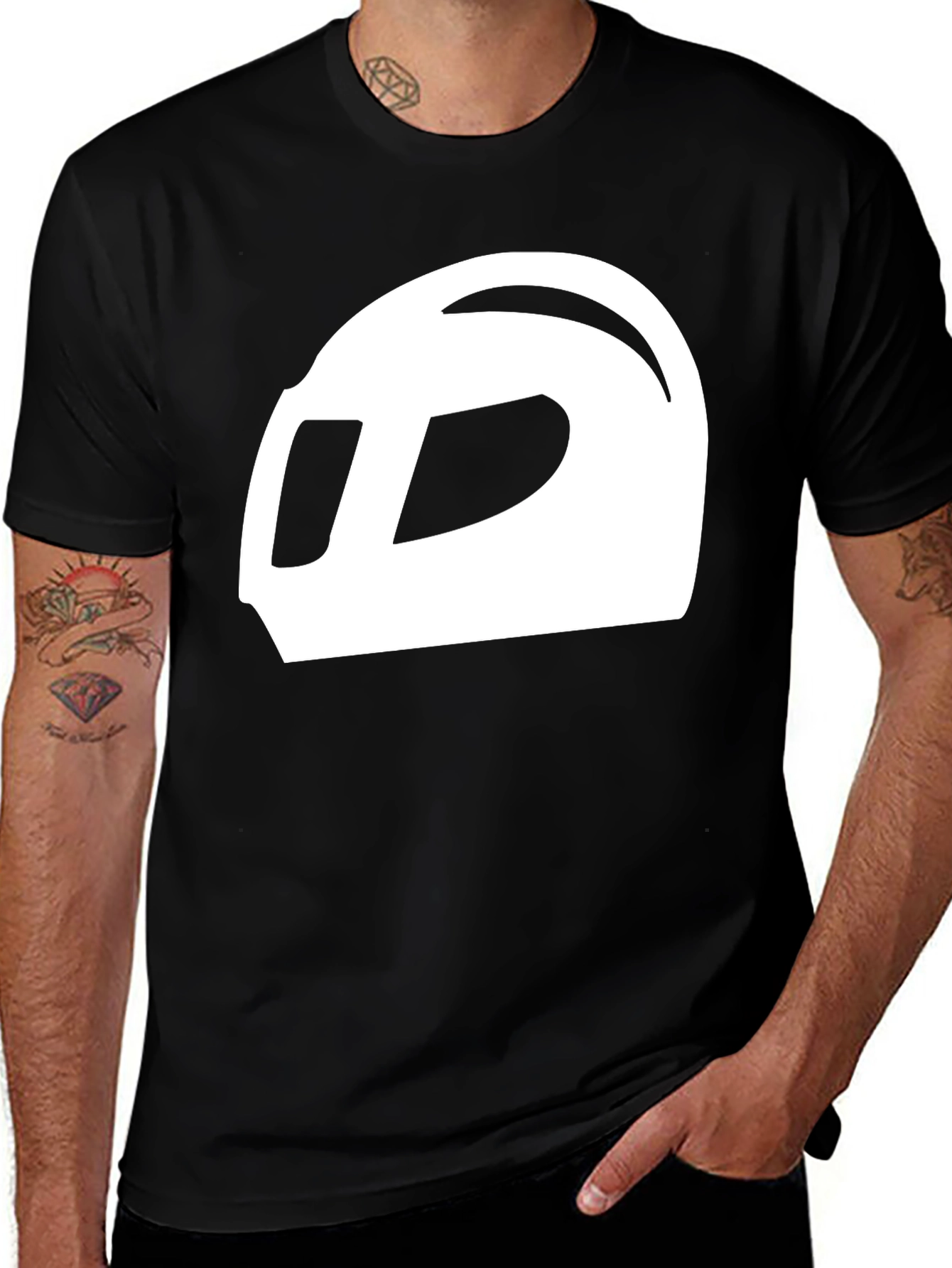 Variant 25 of Helmet Graphic Tee - Black Cotton Casual Wear