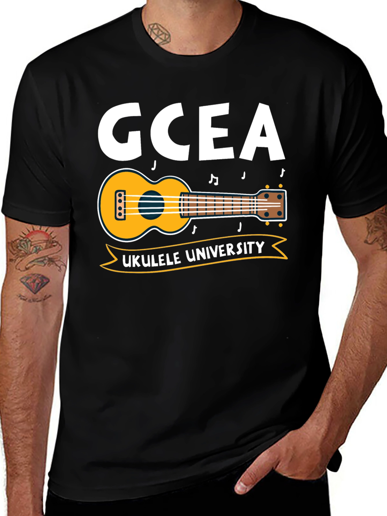 Variant 21 of GCEA Ukulele University Black T-Shirt