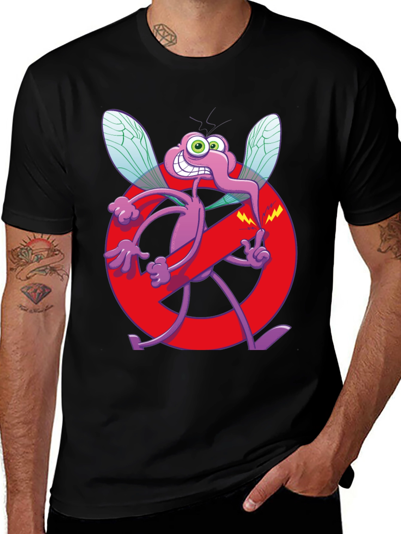 Variant 22 of No Mosquitoes Black T-Shirt - Funny Cartoon Graphic