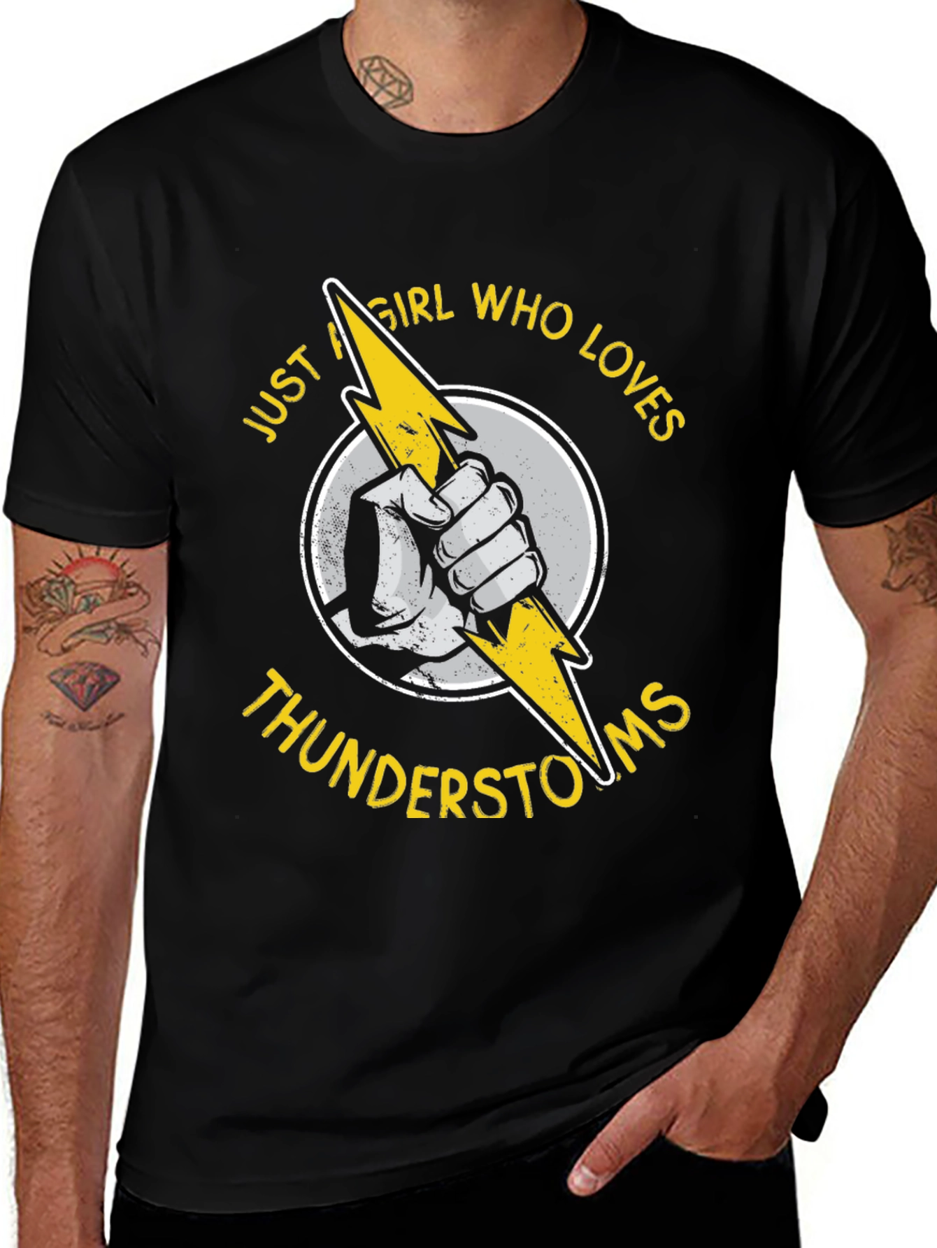 Variant 11 of Girl Loves Thunderstorms Black Graphic Tee