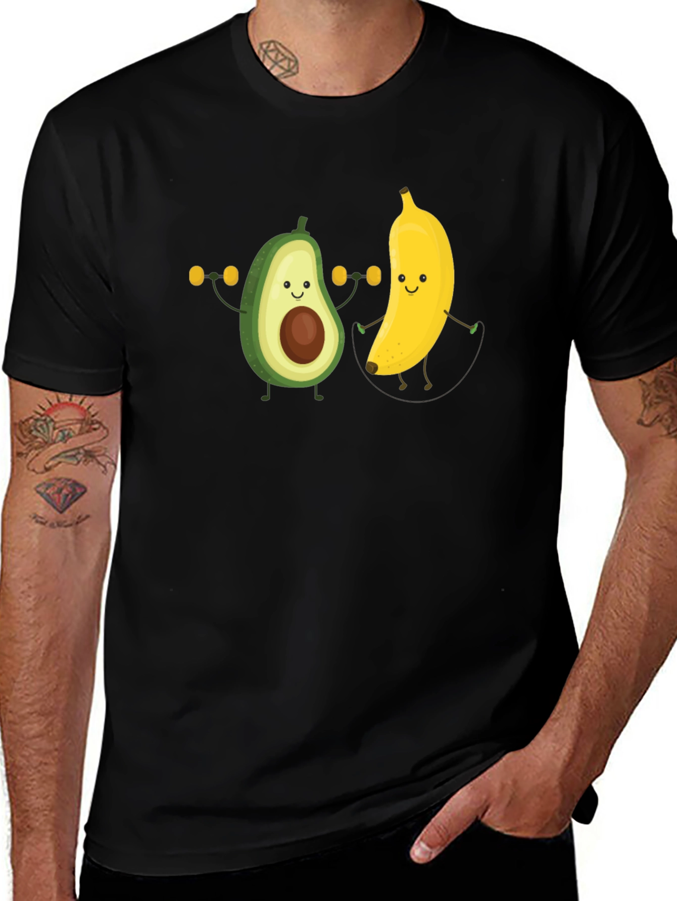 Variant 7 of Funny Avocado Banana Workout Black T-Shirt