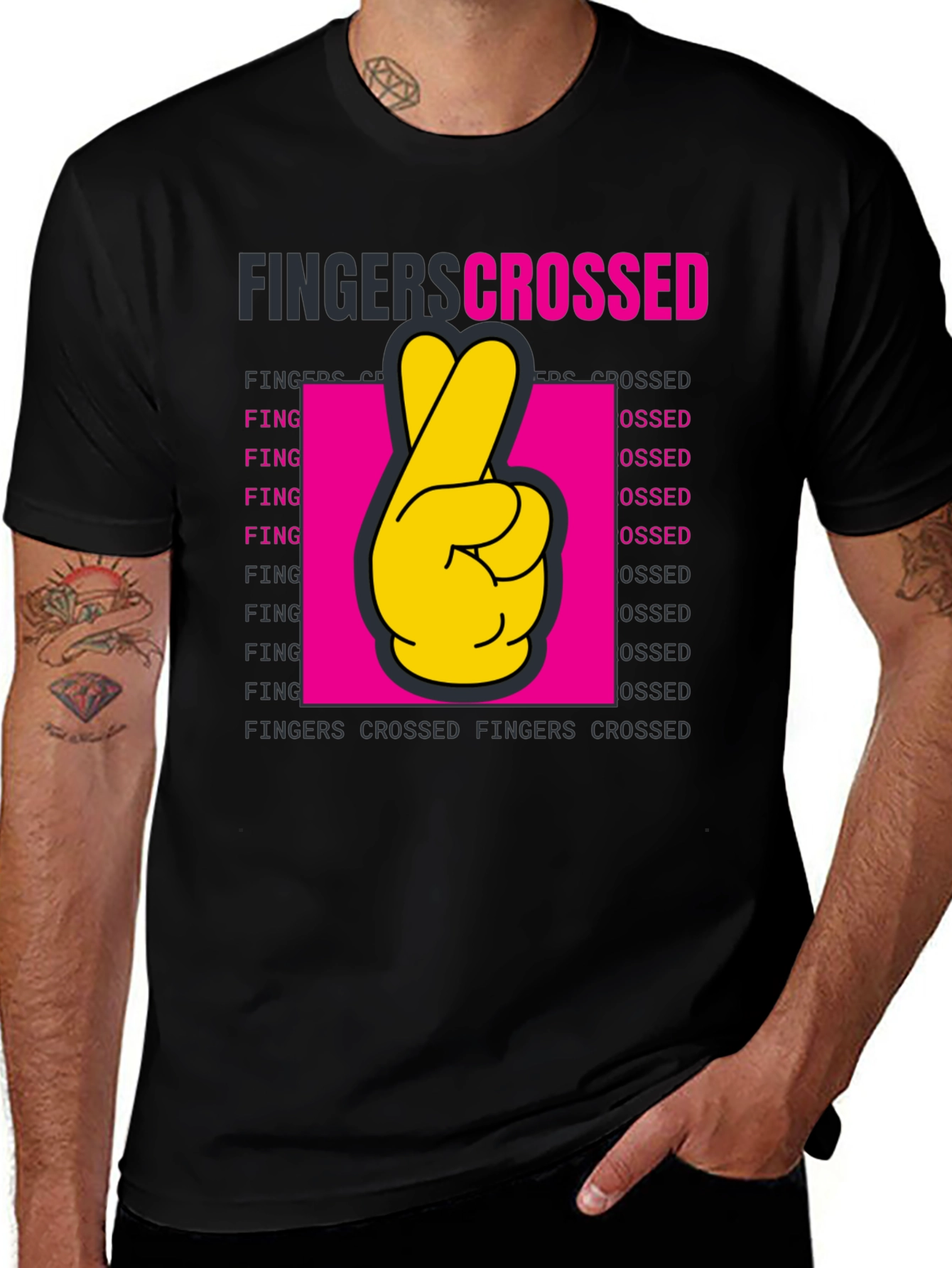 Fingers Crossed Graphic T-Shirt - Lucky Charm Tee