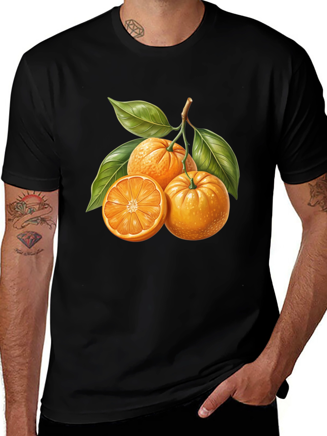 Variant 18 of Citrus Fruit Graphic Tee - Stylish Black T-Shirt
