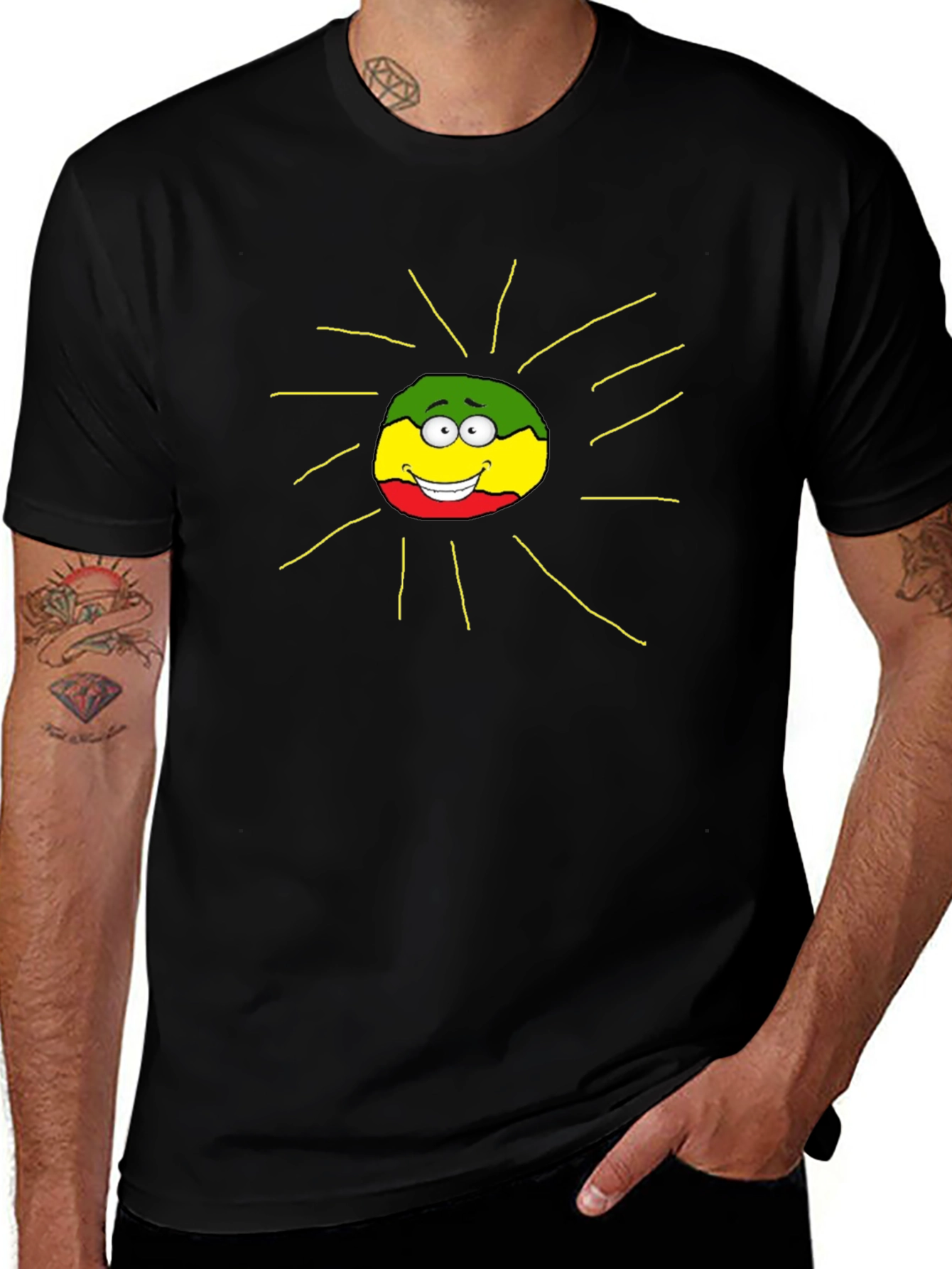 Variant 30 of Rasta Sun Graphic T-Shirt - Black