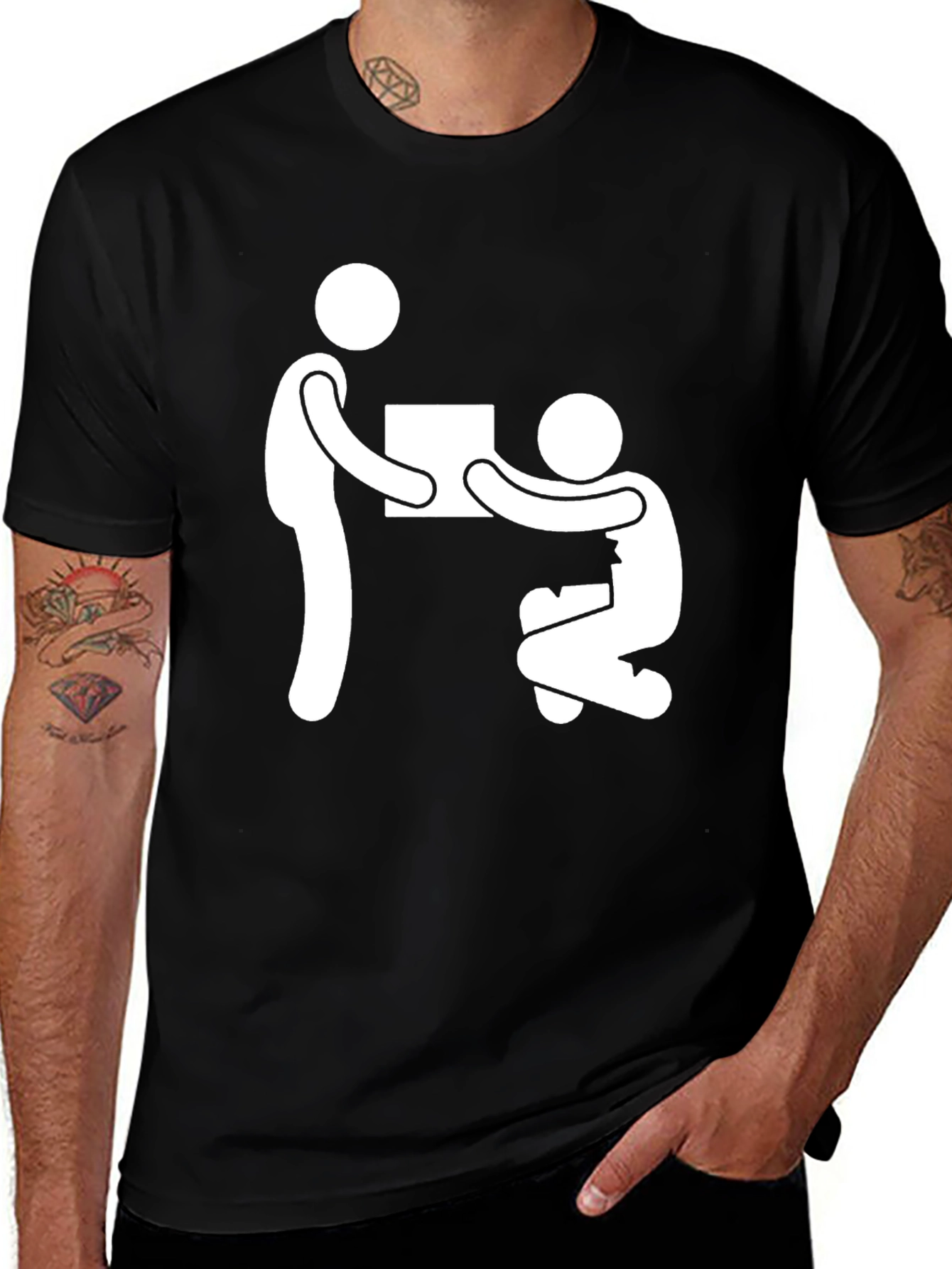 Variant 18 of Funny Stick Figure Giving/Receiving T-Shirt