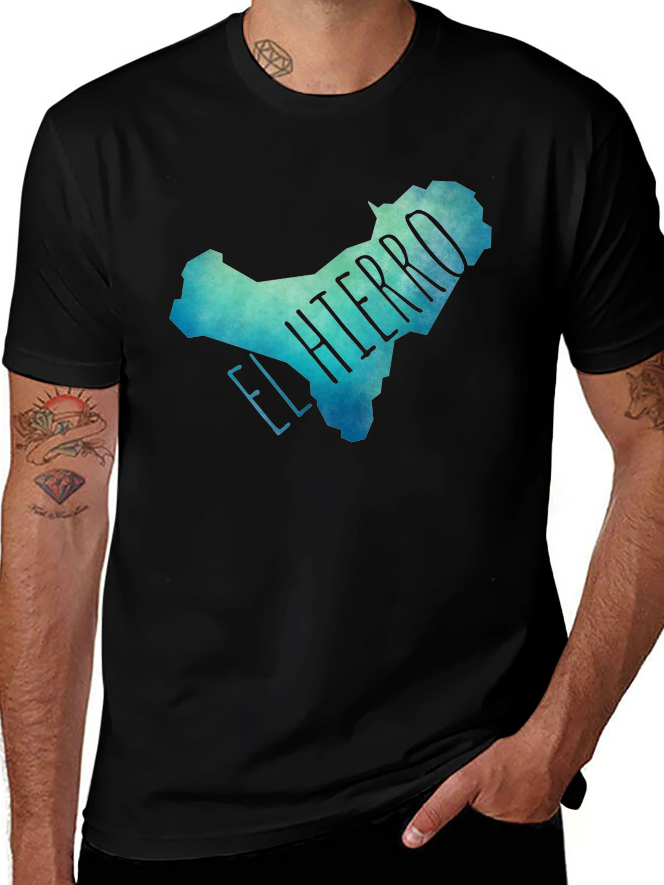 El Hierro Island Graphic Tee - Black Cotton T-Shirt