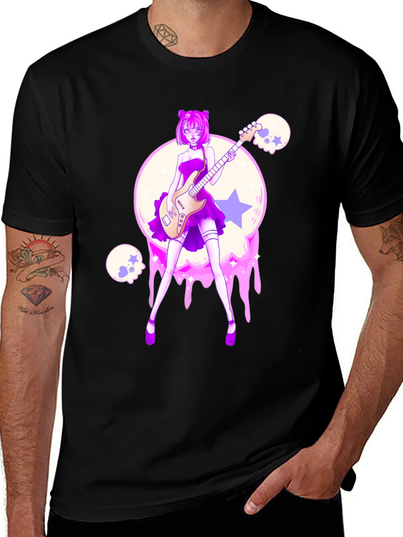 Variant 11 of Anime Girl Guitarist Black T-Shirt