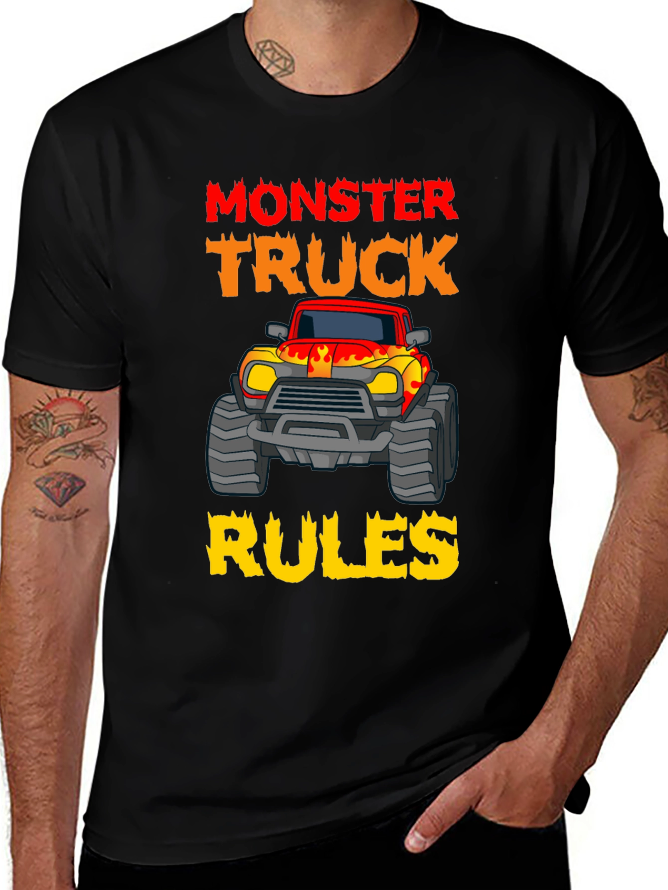 Variant 9 of Monster Truck Rules T-Shirt Black Cotton