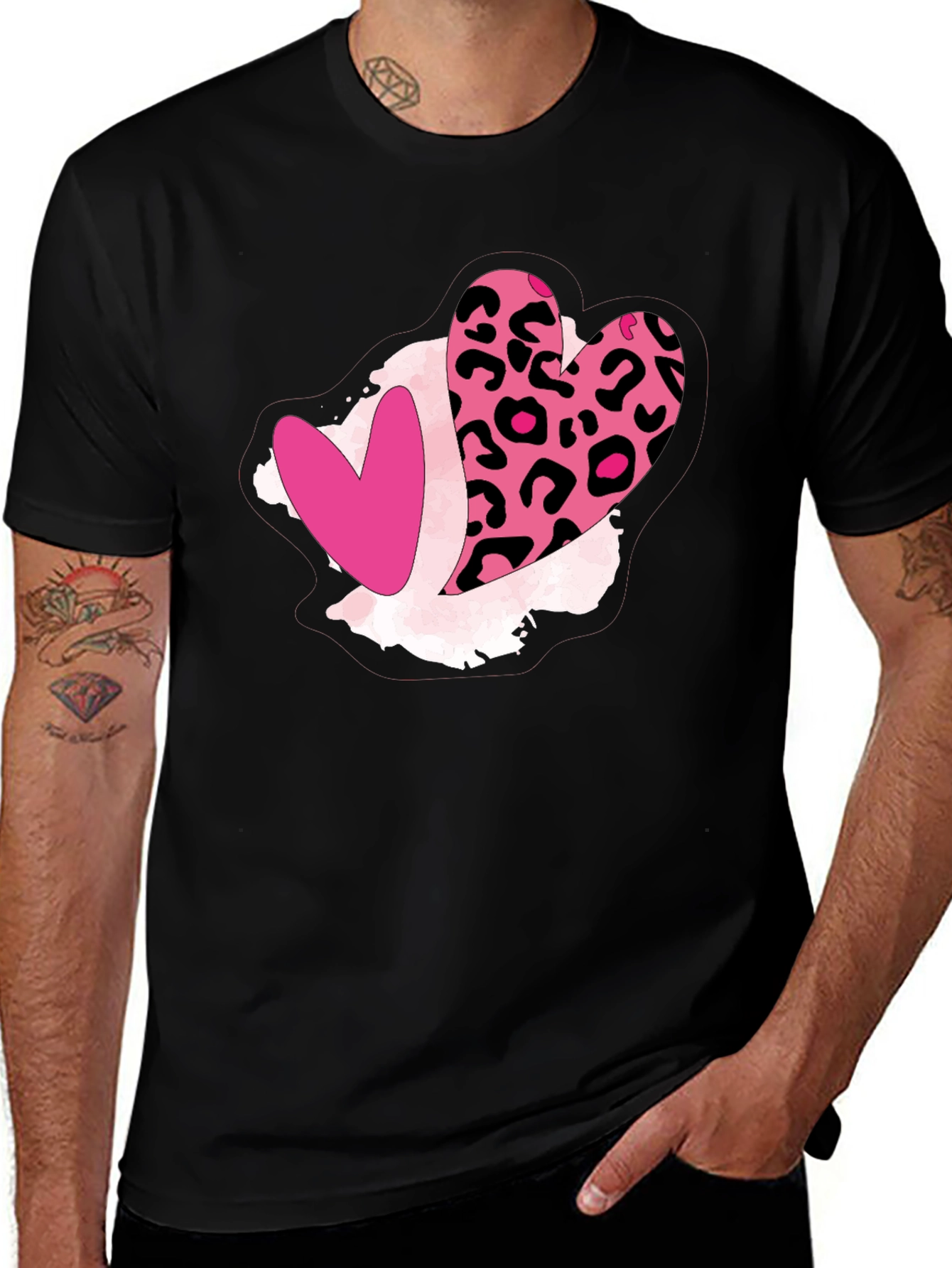 Variant 3 of Leopard Heart Graphic Tee - Valentine's Day Shirt