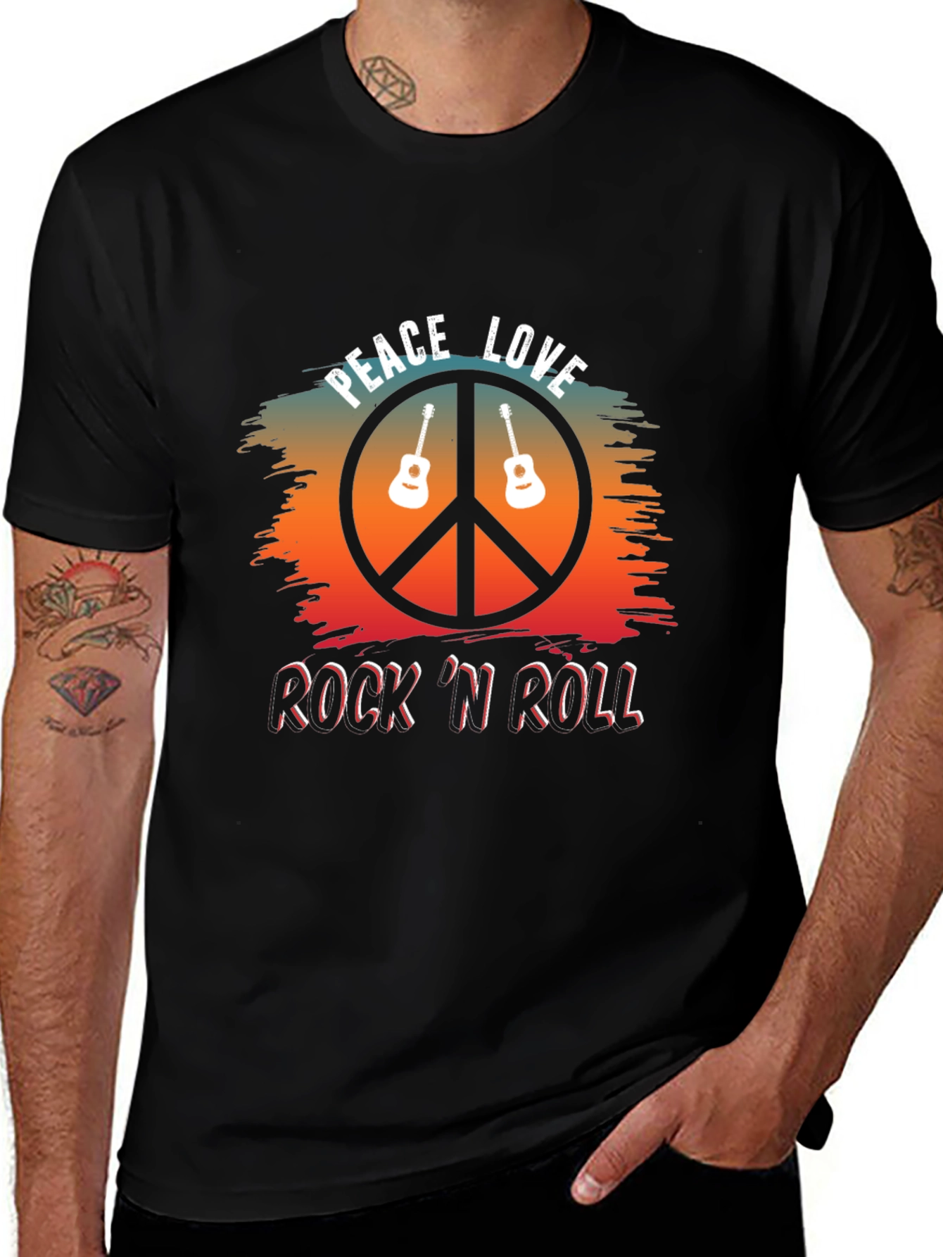 Variant 7 of Peace Love Rock 'N Roll Graphic Tee