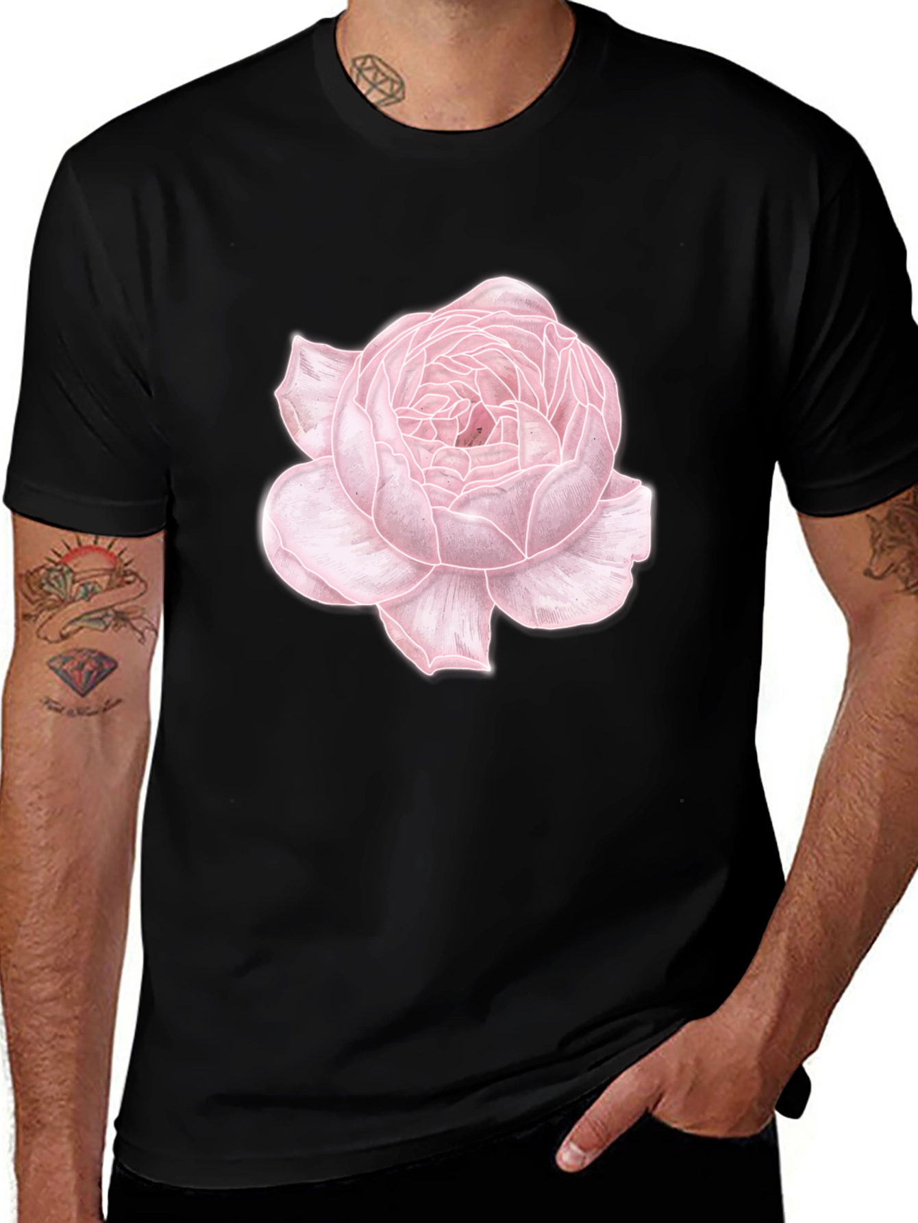 Variant 7 of Floral Print Black T-Shirt
