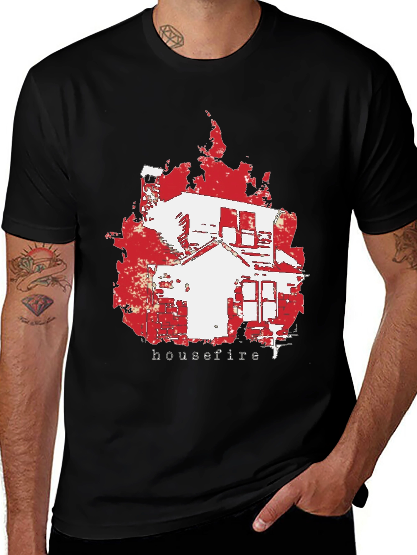 Variant 29 of Housefire Graphic Tee - Black Cotton T-Shirt
