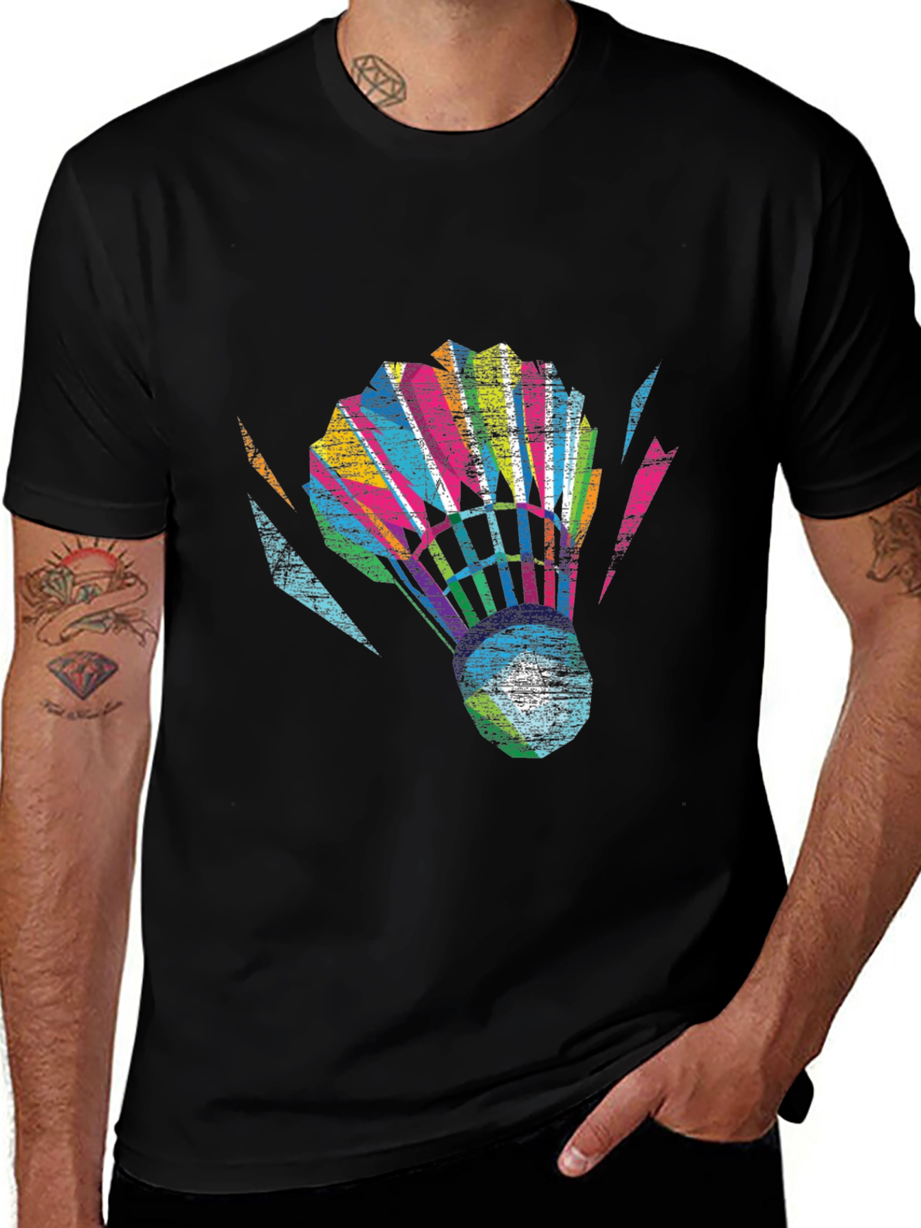 Variant 9 of Colorful Badminton Shuttlecock Graphic Tee