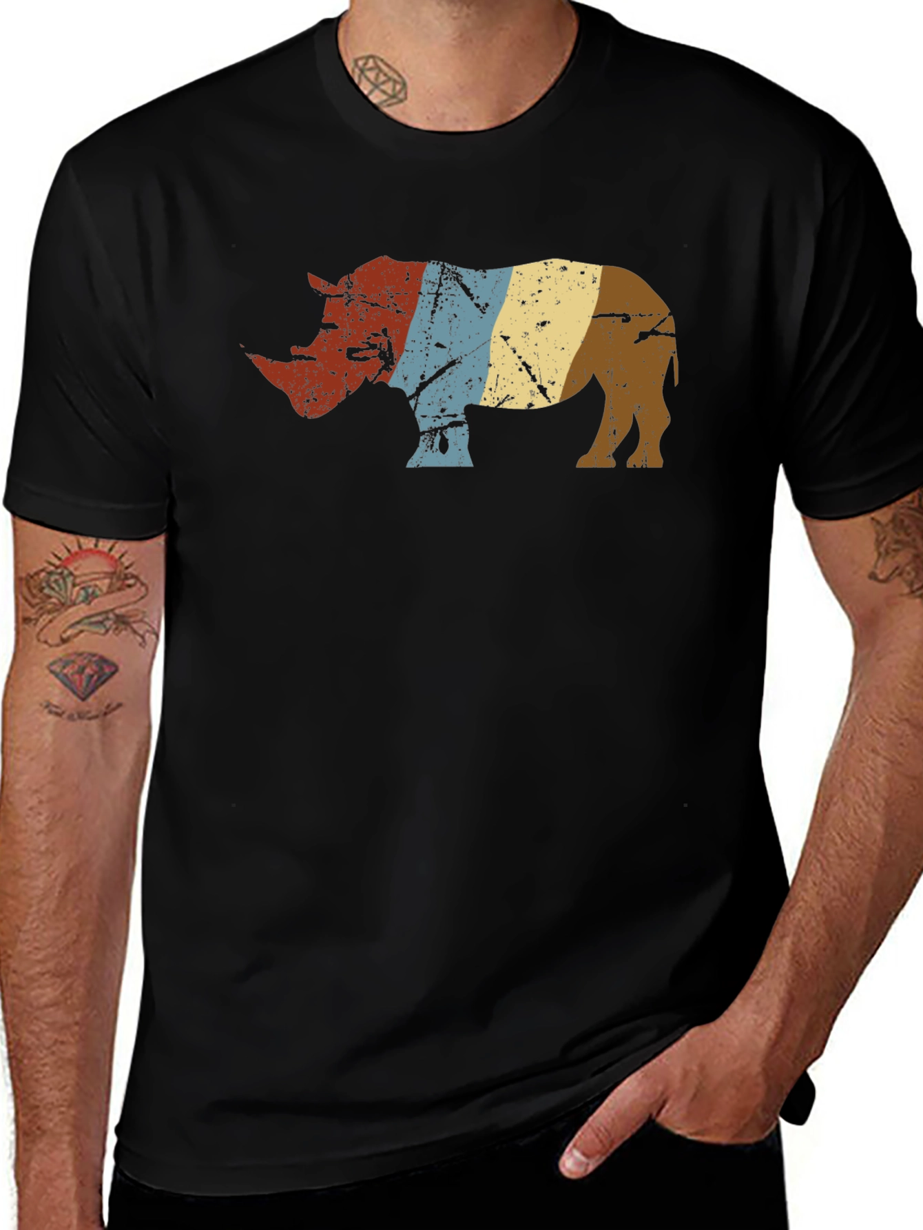 Variant 26 of Retro Rhino Graphic Tee - Stylish Animal Lover Shirt