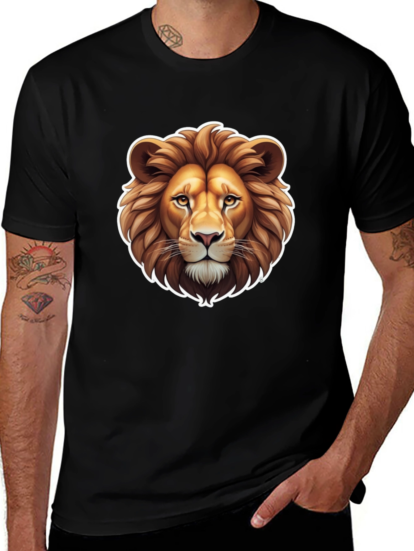 Variant 23 of Lion Head Graphic Tee - Bold Animal Print T-Shirt