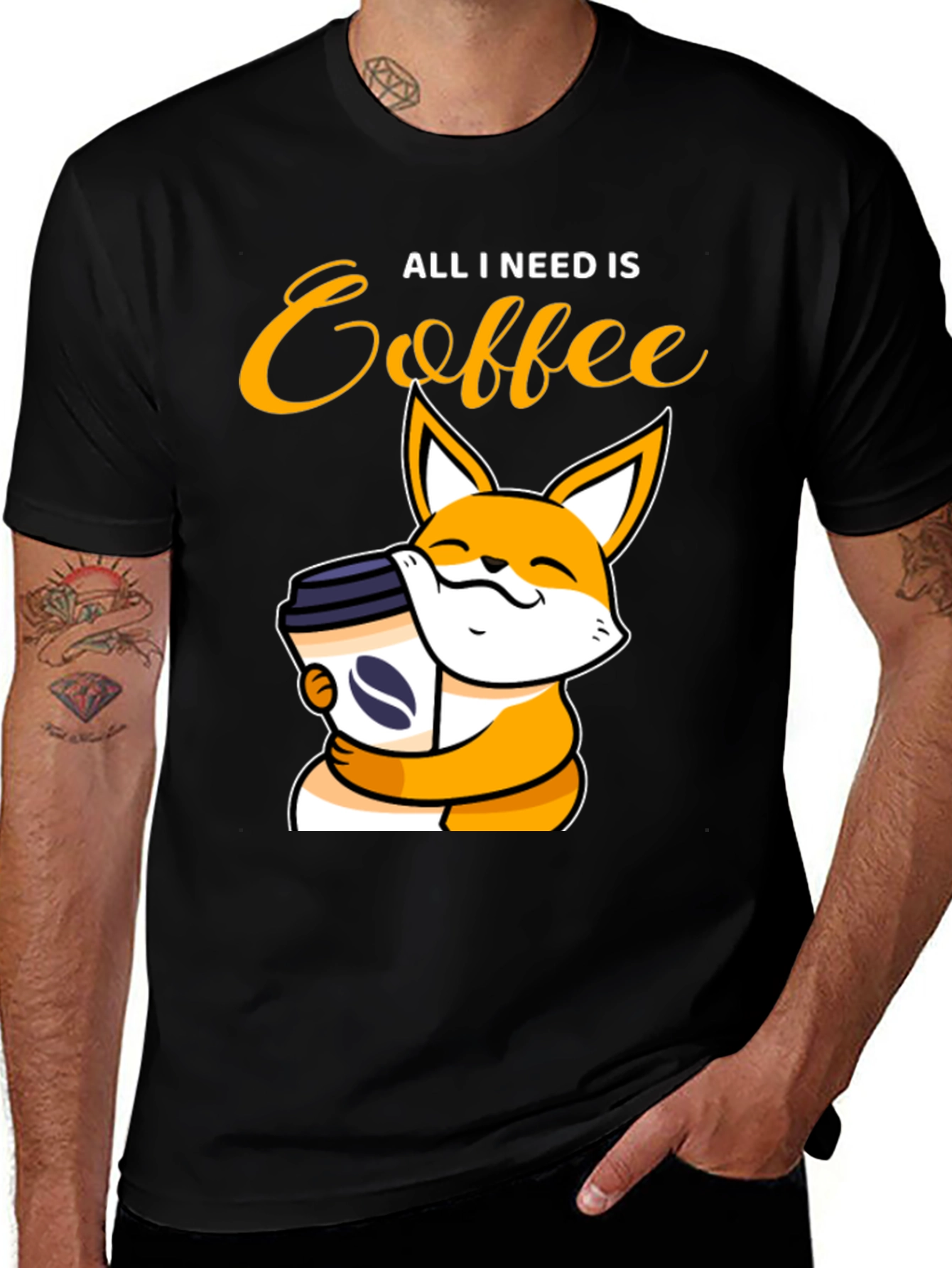 Variant 18 of Coffee Fox Graphic Tee - All I Need Is Coffee Shirt