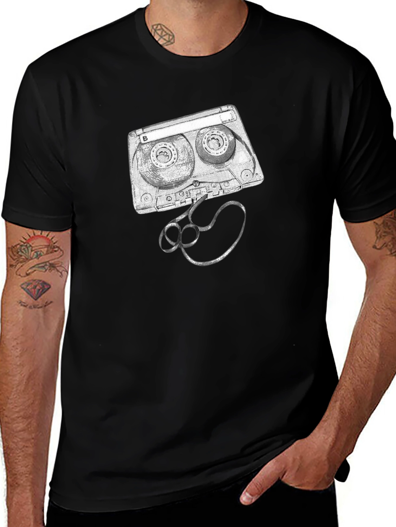 Variant 30 of Retro Cassette Tape Graphic Tee - Black