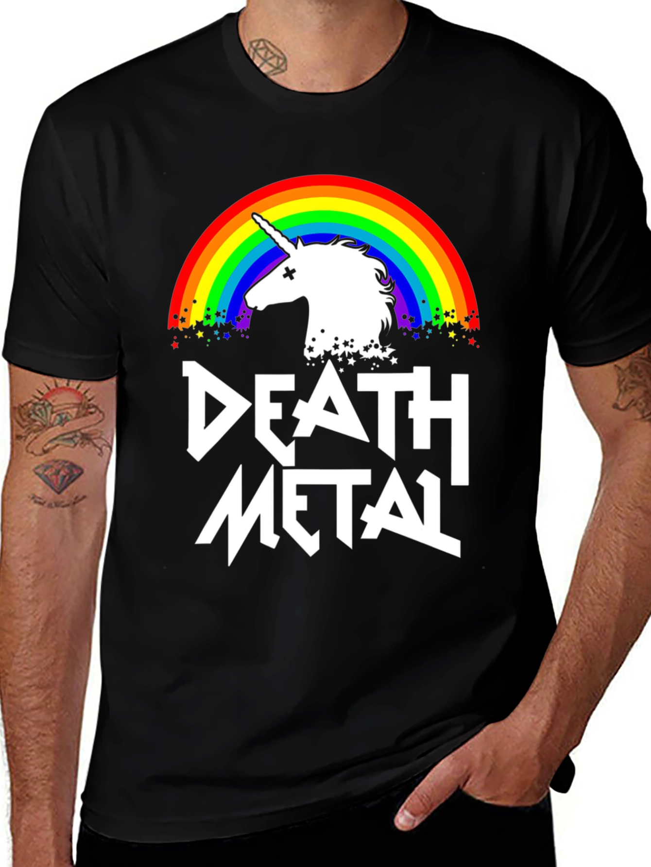 Variant 11 of Death Metal Rainbow Unicorn Graphic Tee