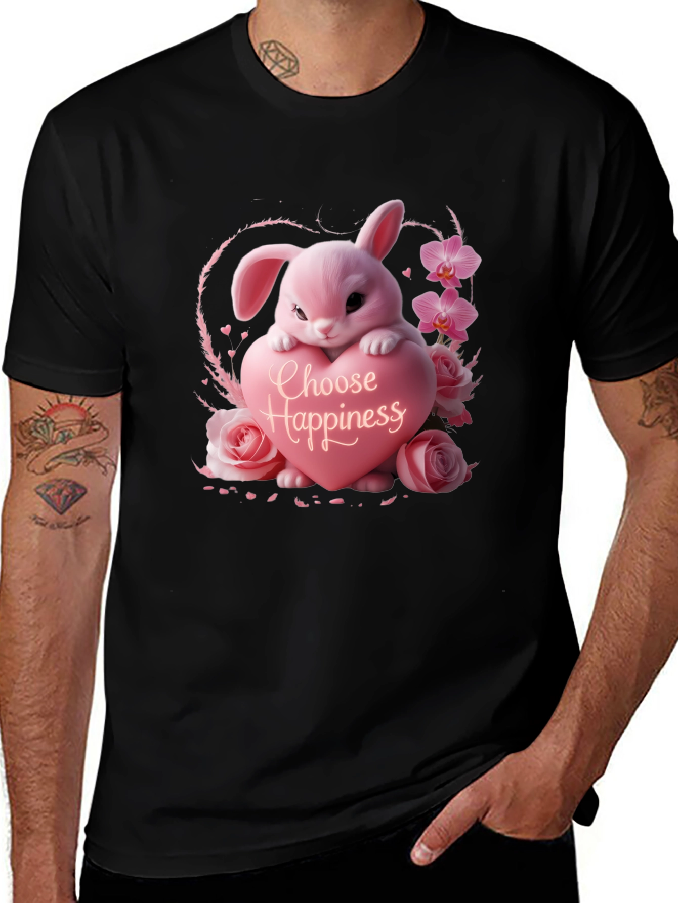 Variant 19 of Choose Happiness Bunny Graphic Tee