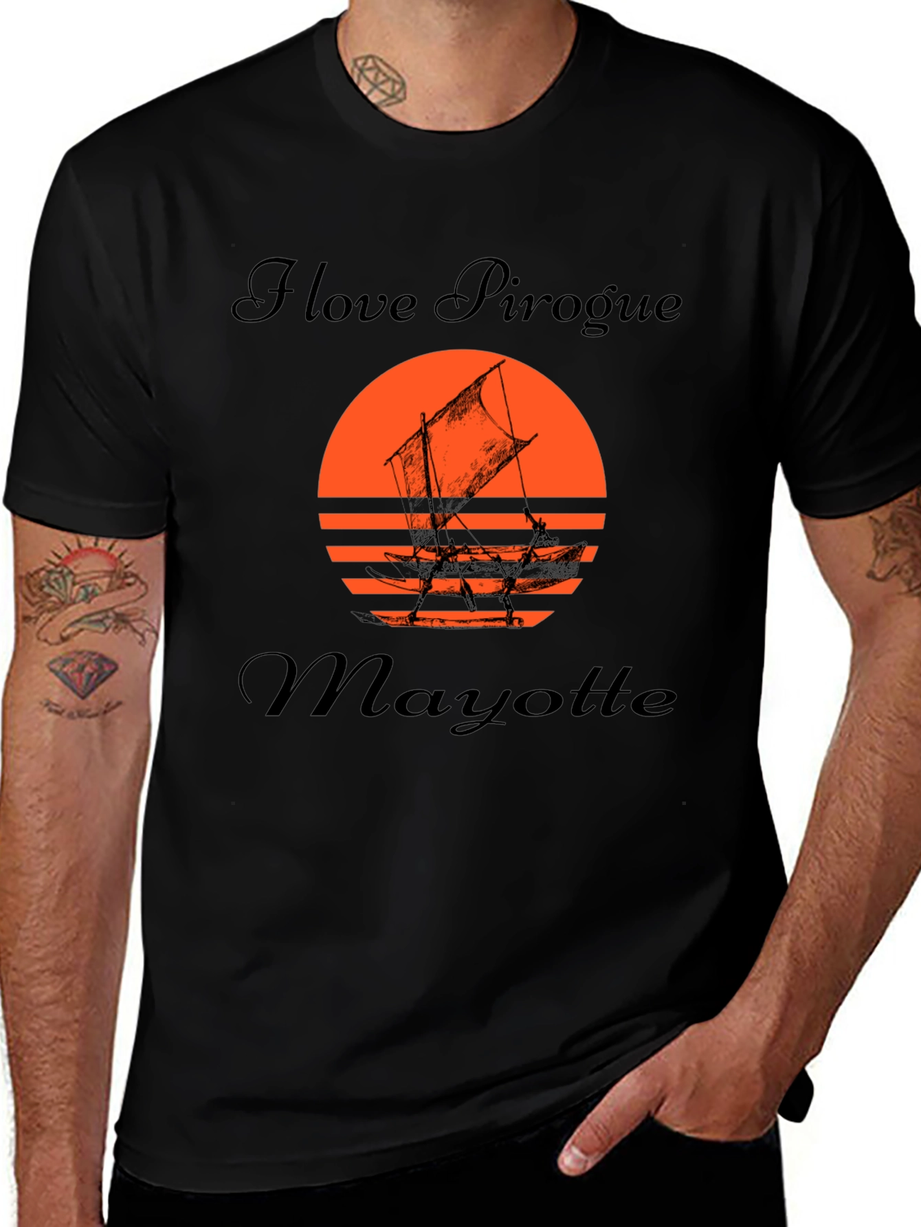 Variant 29 of I Love Pirogue Mayotte Black T-Shirt