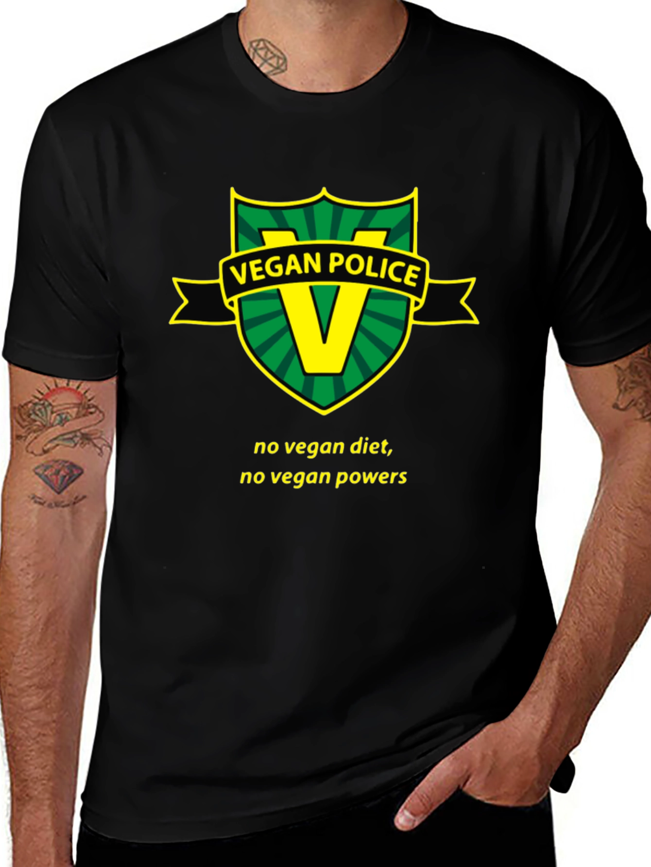 Variant 15 of Vegan Police T-Shirt - Funny Vegan Slogan Tee