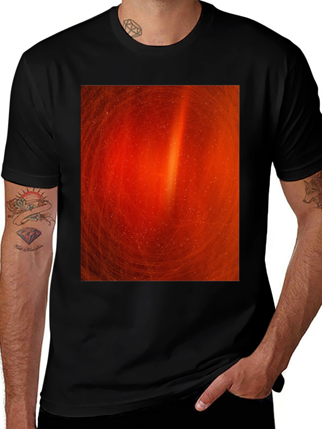 Variant 6 of Fiery Swirl Black T-Shirt - Modern Art Design