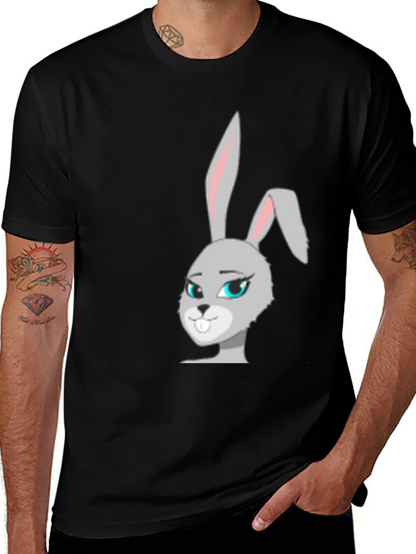Variant 5 of Rabbit Graphic Black T-Shirt