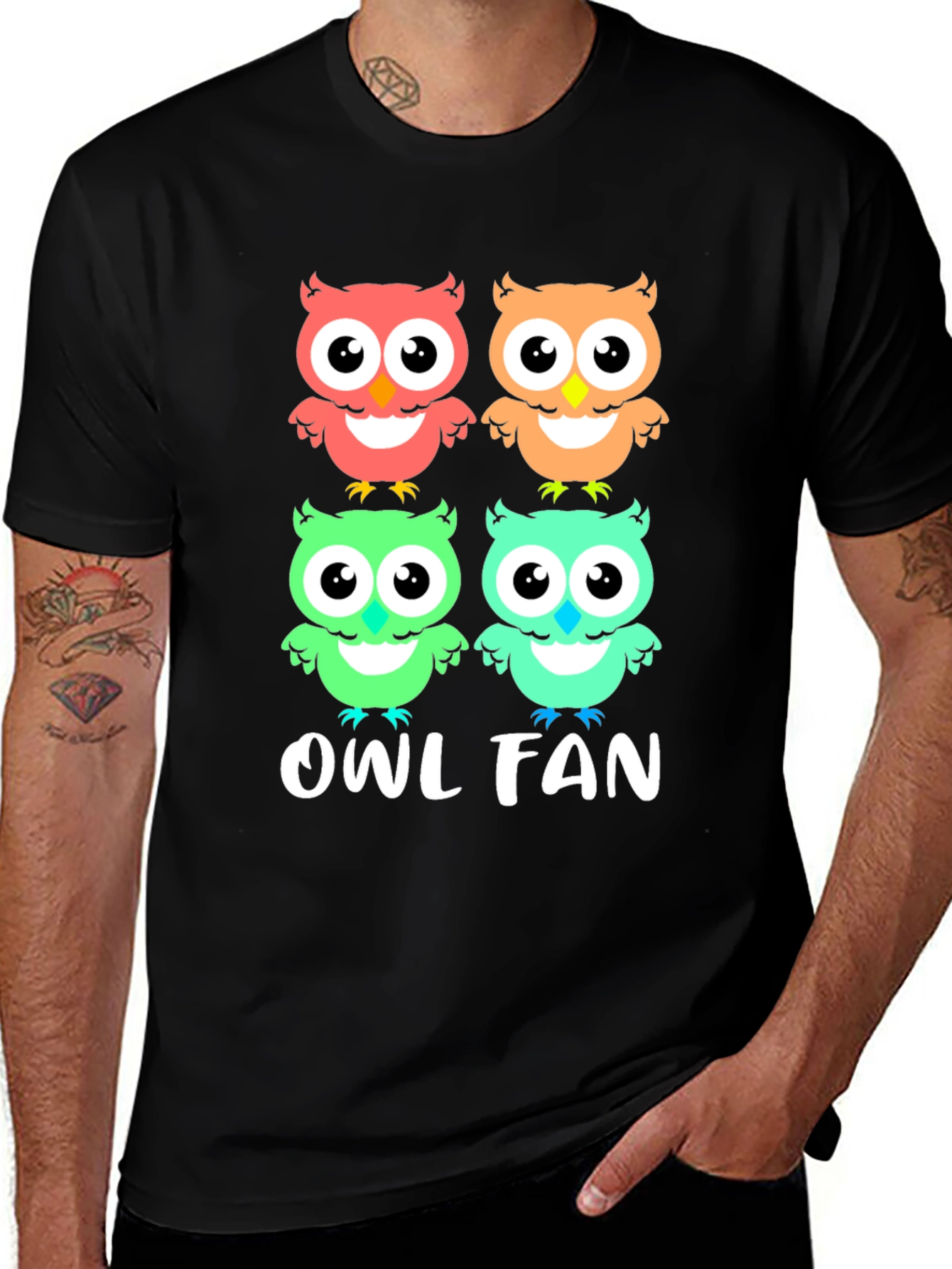 Variant 28 of Owl Fan Graphic Tee - Cute Cartoon Owls T-Shirt