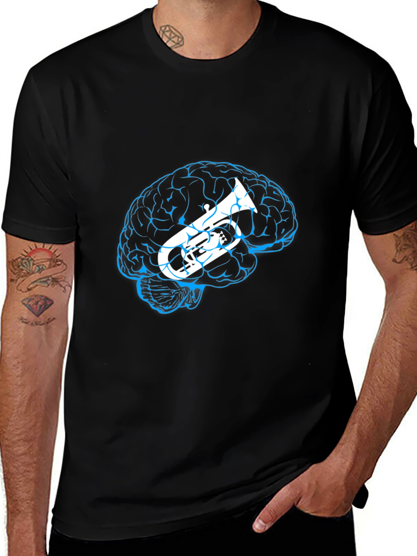 Musical Mind T-Shirt - Brain & Tuba Graphic Tee
